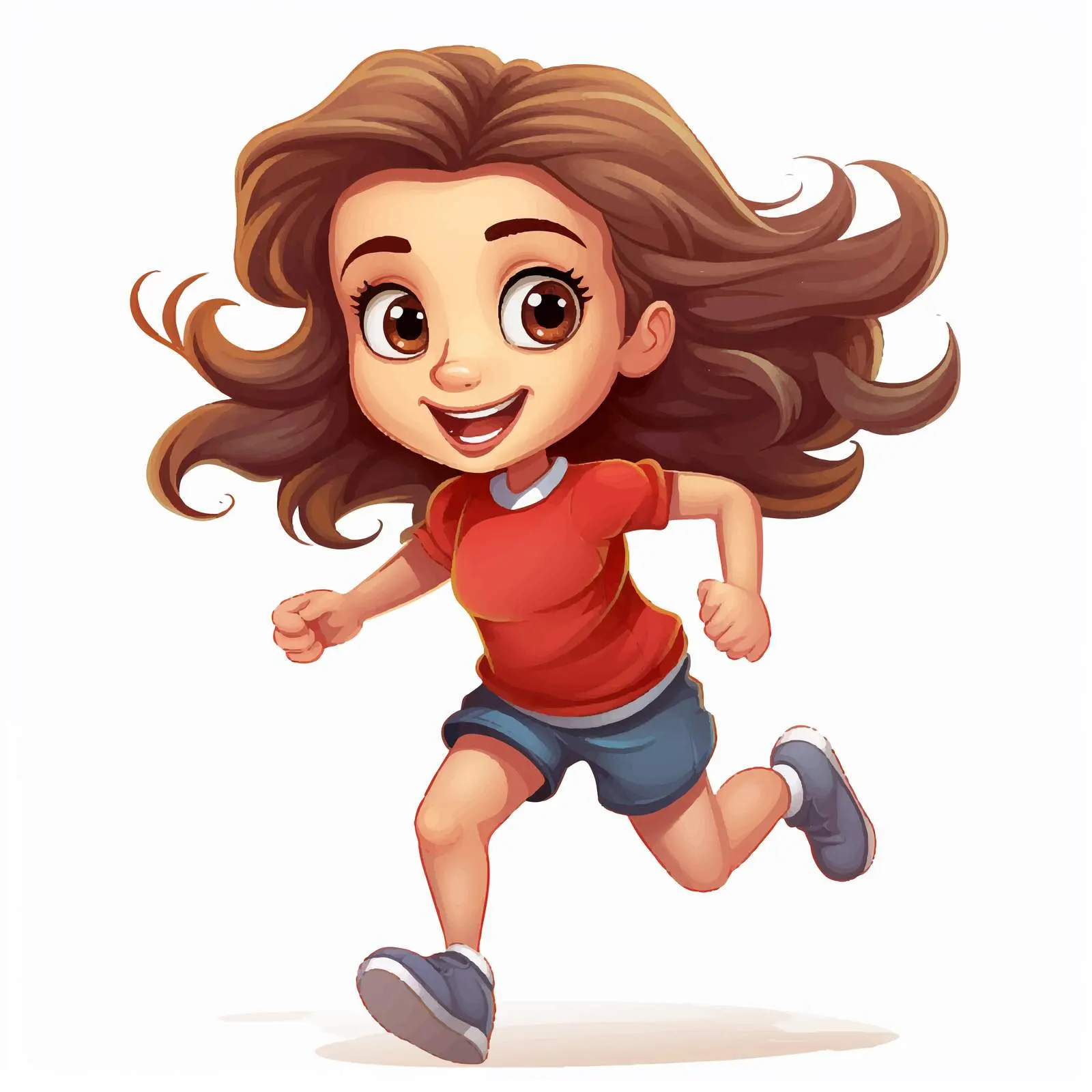 Cute Cartoon Girl Running Vector Illustration — free download from Dotvec