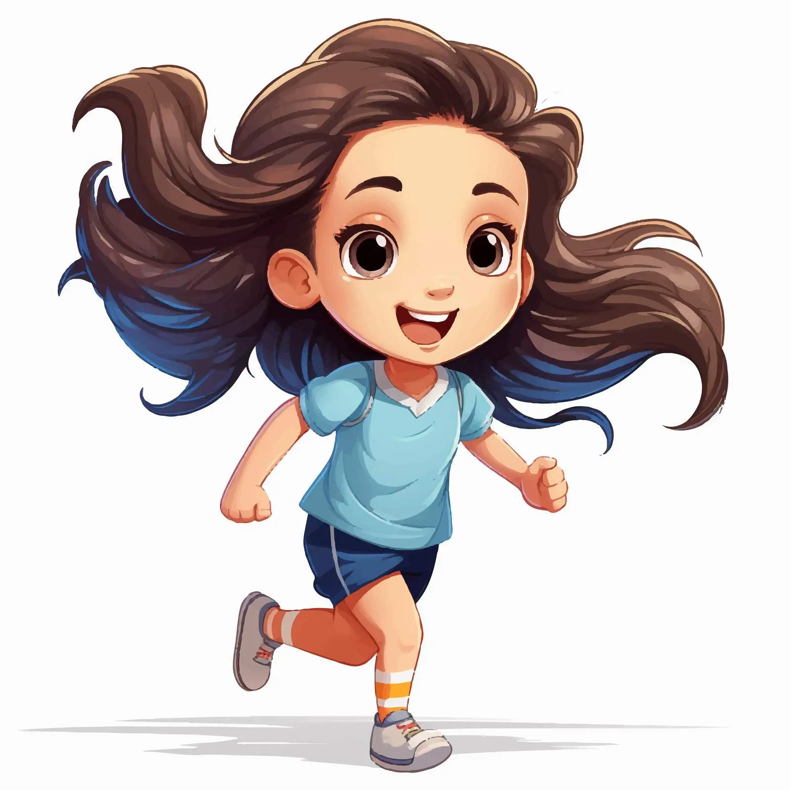 Cute Cartoon Girl Running Illustration Vector — free download from Dotvec
