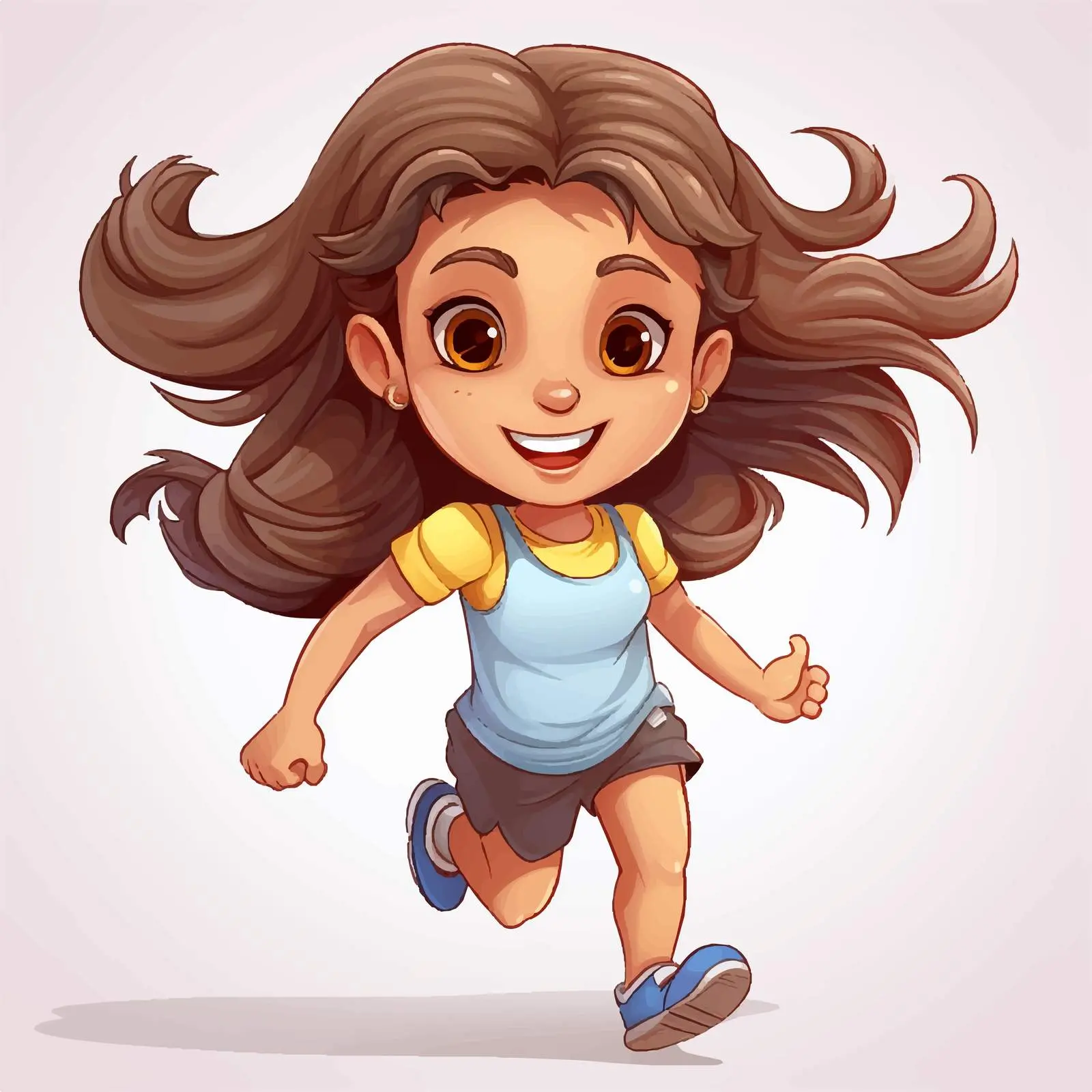 Cute Cartoon Girl Running Vector Illustration — free download from Dotvec