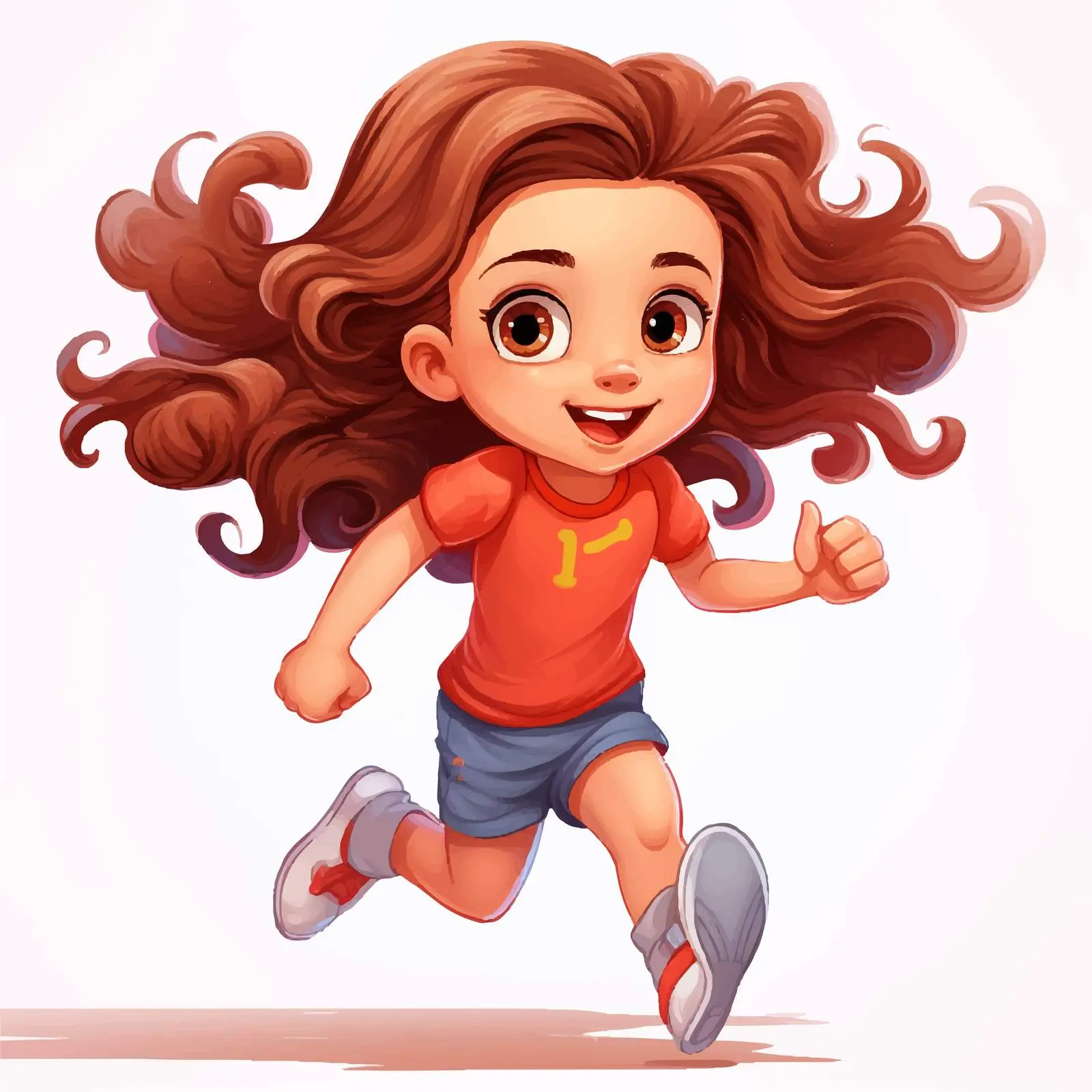 Cute Cartoon Girl Running Vector Illustration — free download from Dotvec