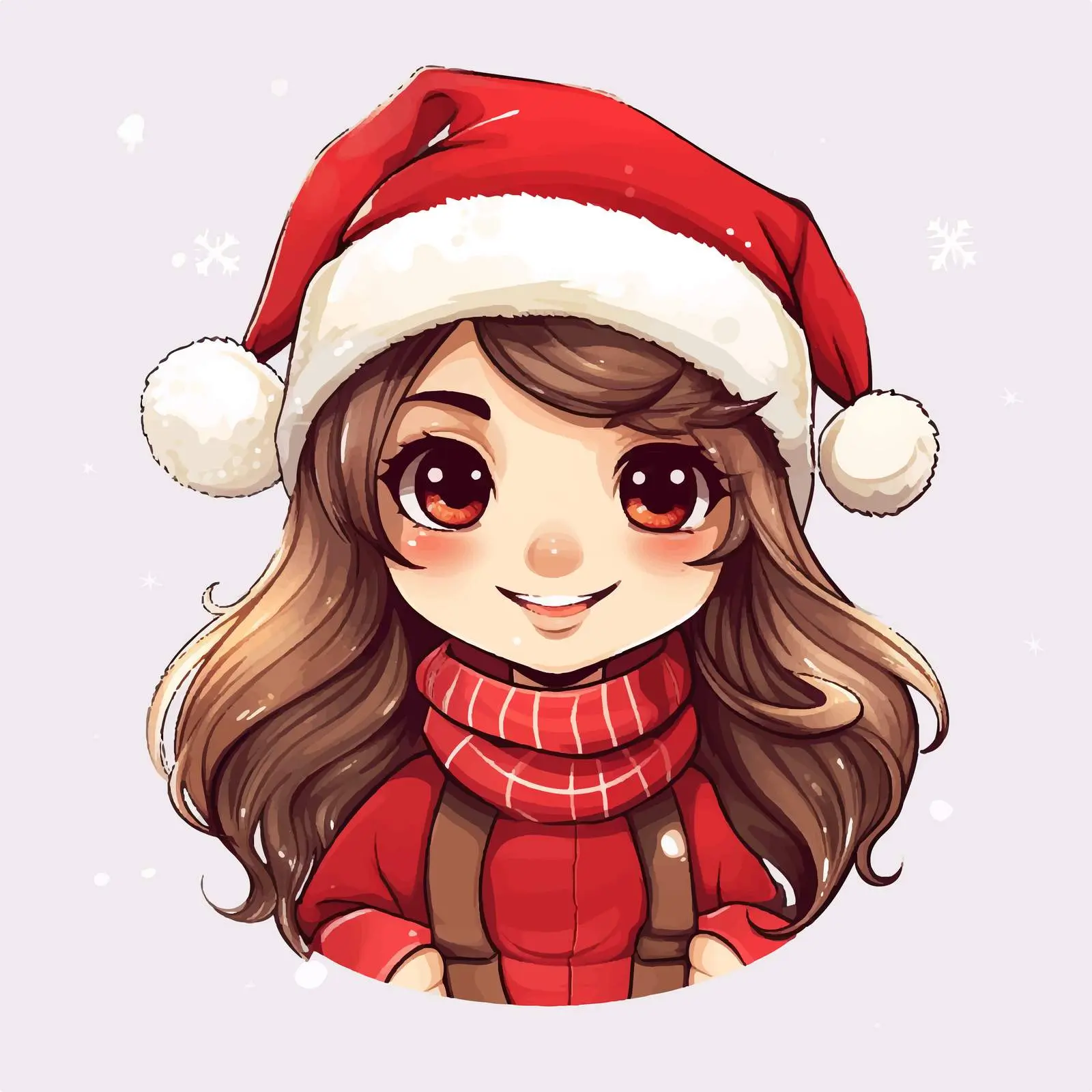 Cute Girl in Santa Hat Character Design — free download from Dotvec
