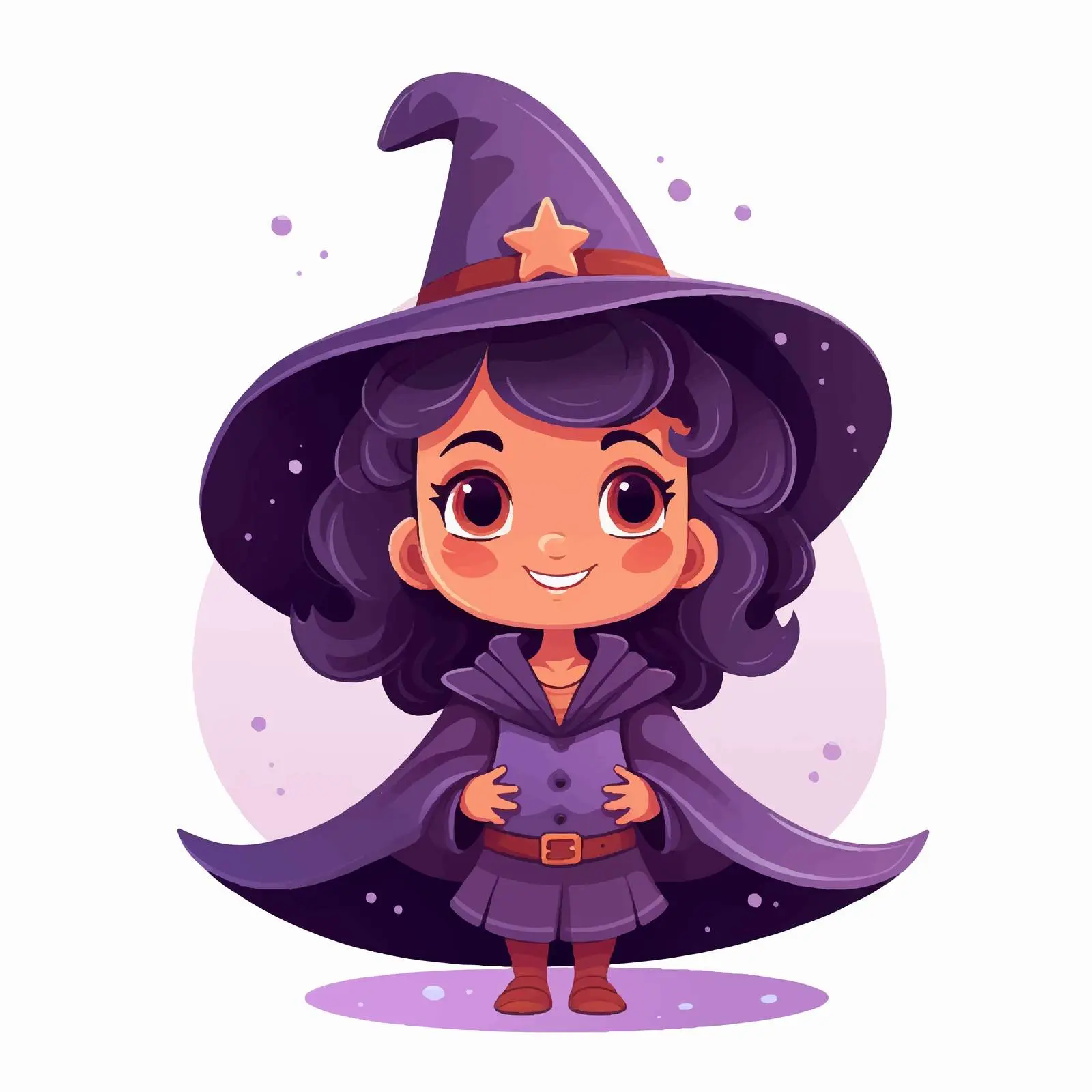 Cute Girl in Witch Hat and Cloak Costume — free download from Dotvec