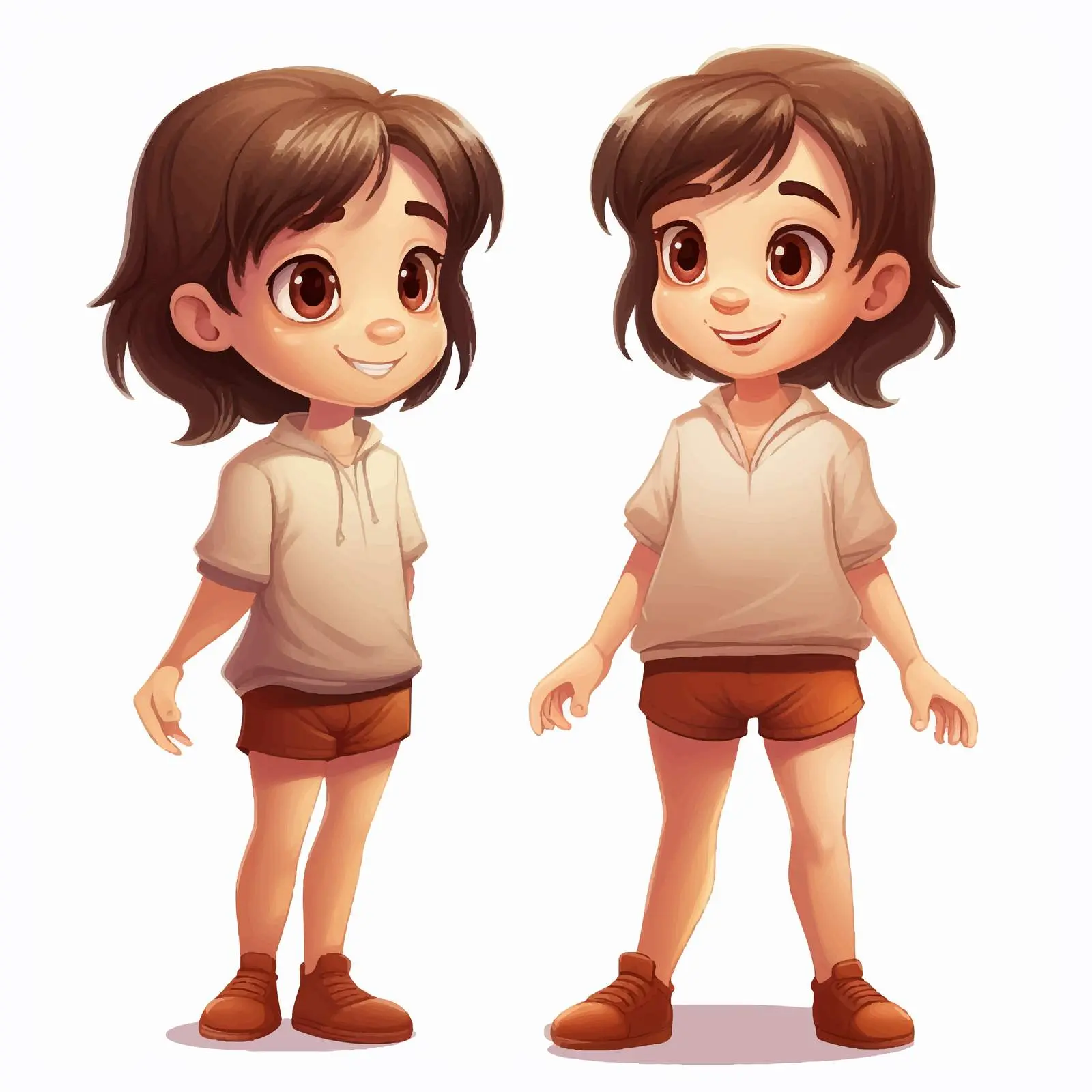 Cute Girl with Short Brown Hair Smiling — free download from Dotvec