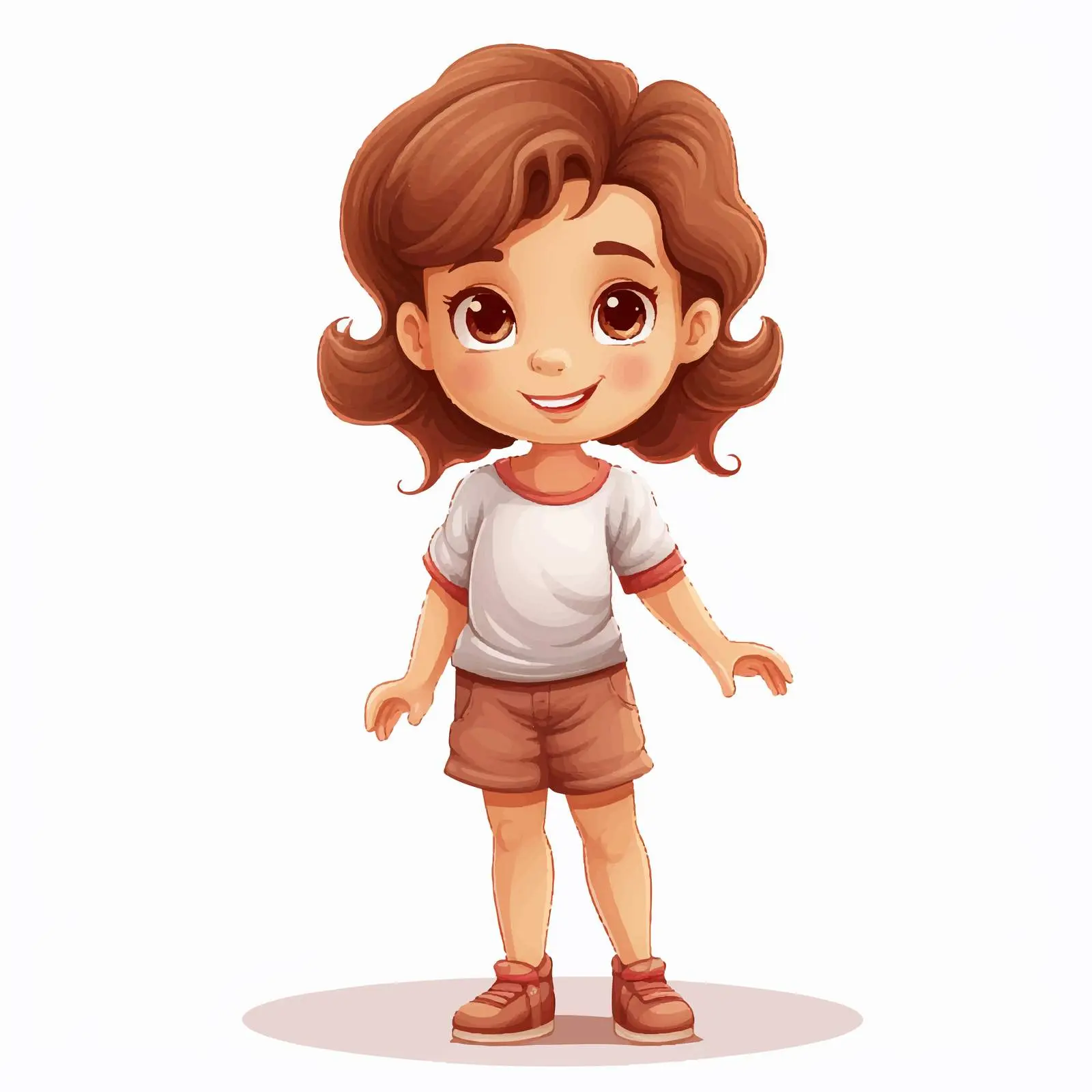 Smiling Girl with Short Brown Hair Vector — free download from Dotvec