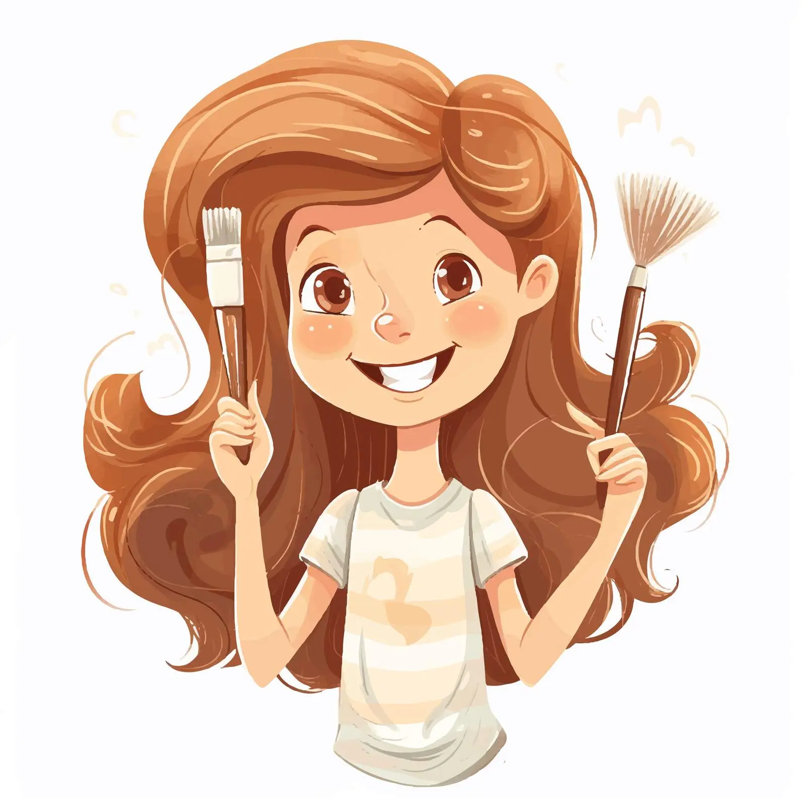 Cute Girl Brushing Teeth with Toothpaste — free download from Dotvec