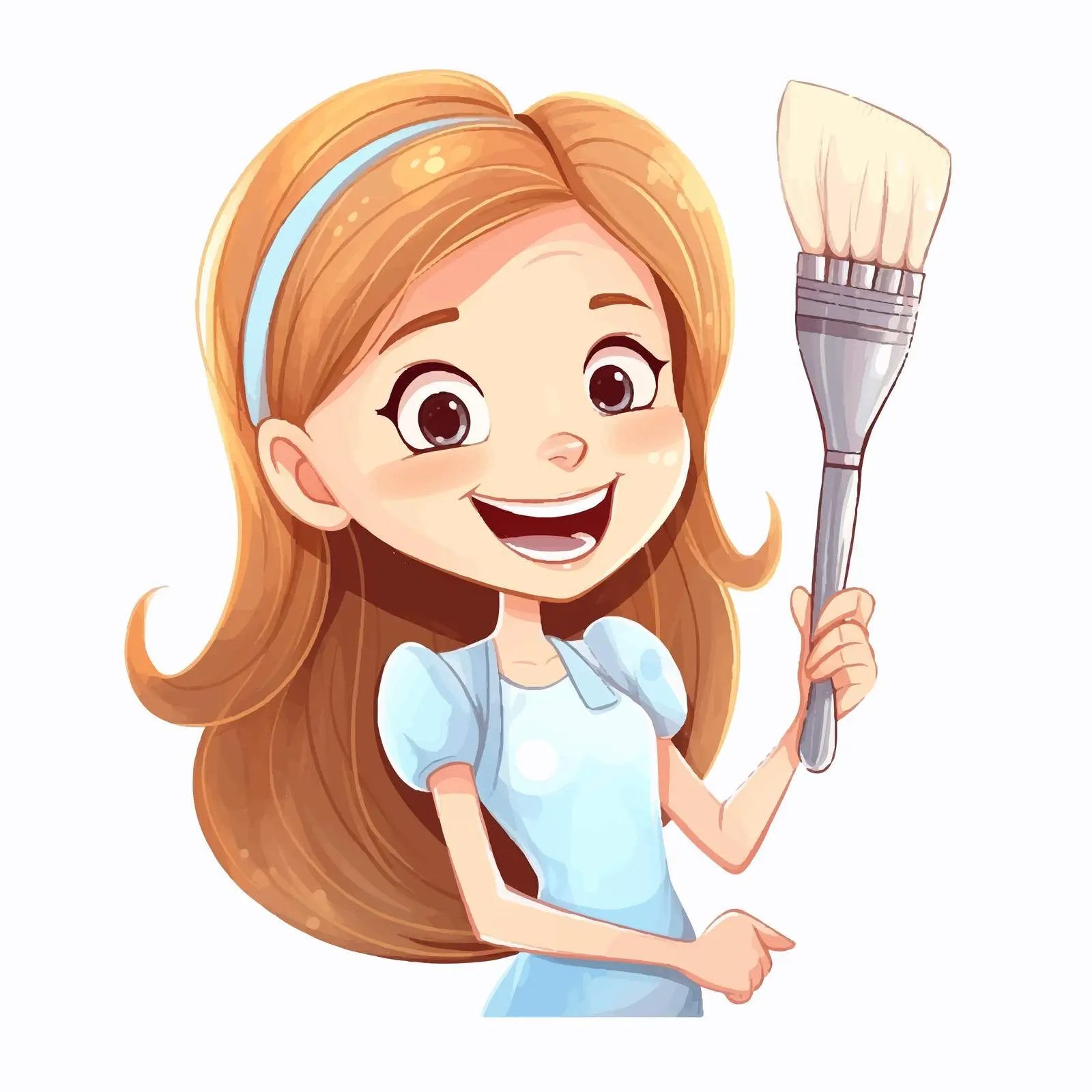 Cute Girl Brushing Teeth Illustration — free download from Dotvec