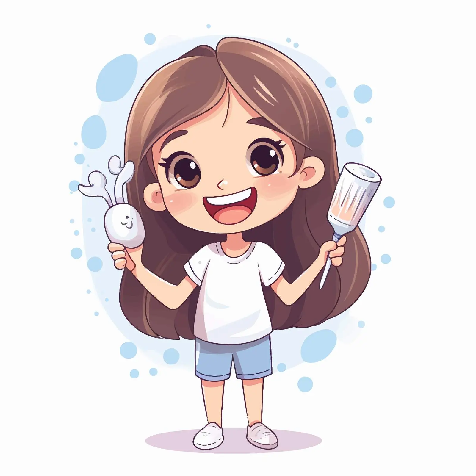 Cute Girl with Toothbrush and Toothpaste Illustration – free family health image from Dotvec