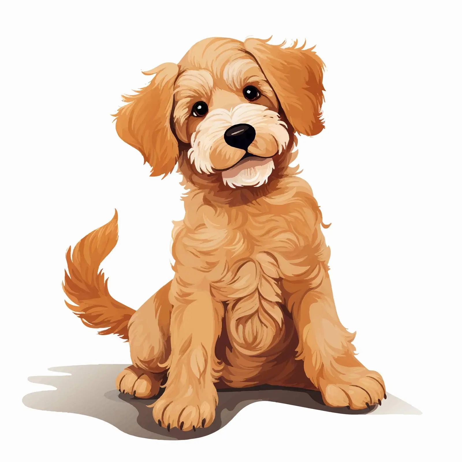 Trained Goldendoodle and Labradoodle Sitting Together – free digital dog art image from Dotvec