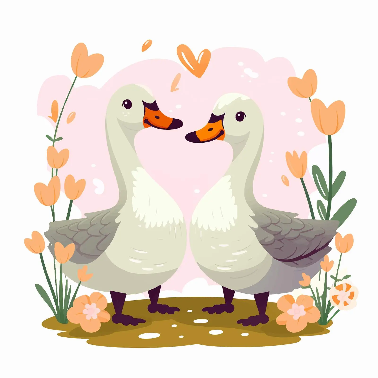 Adorable Goose Couple on a Romantic Date — free download from Dotvec