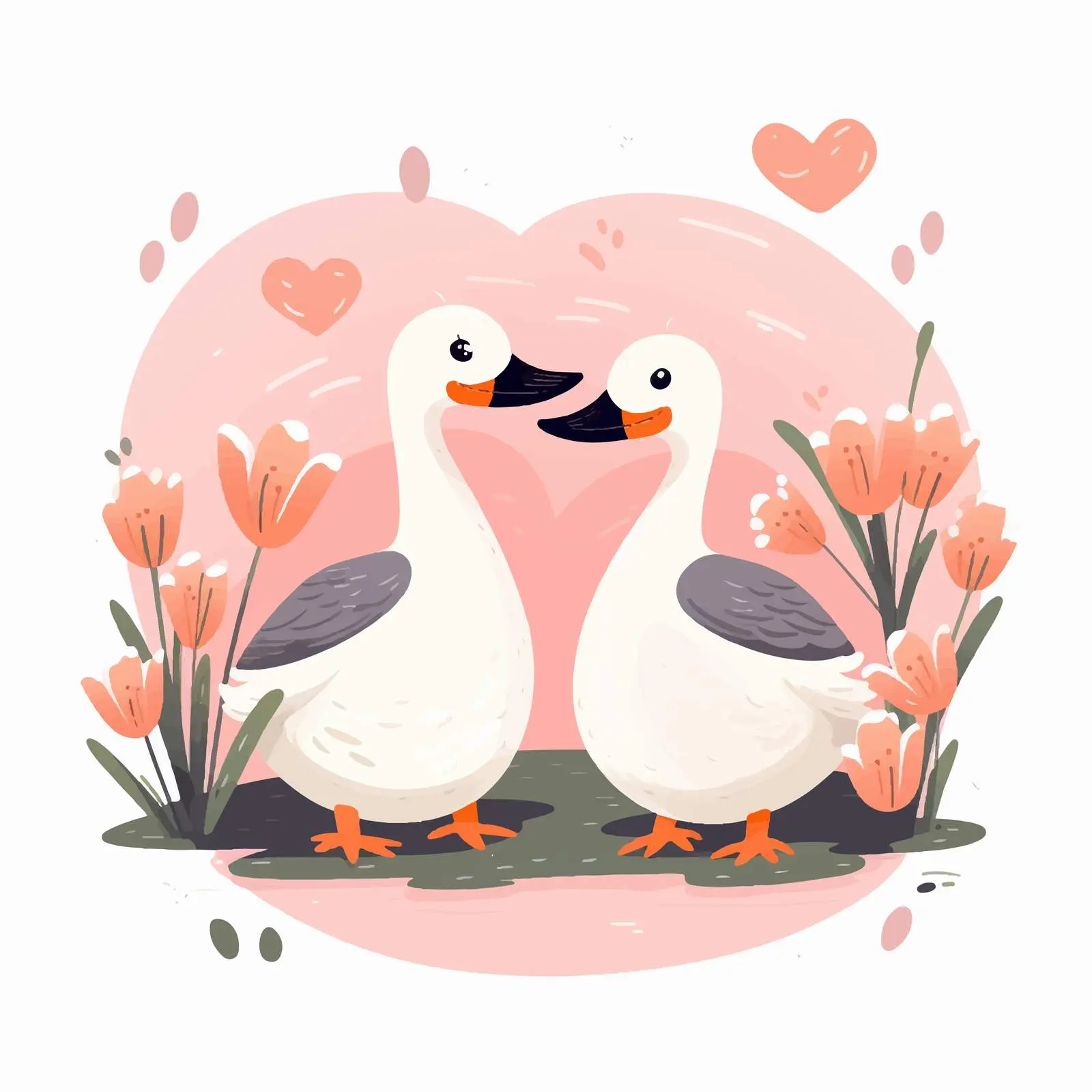 Cute Goose Couple on Romantic Date — free download from Dotvec