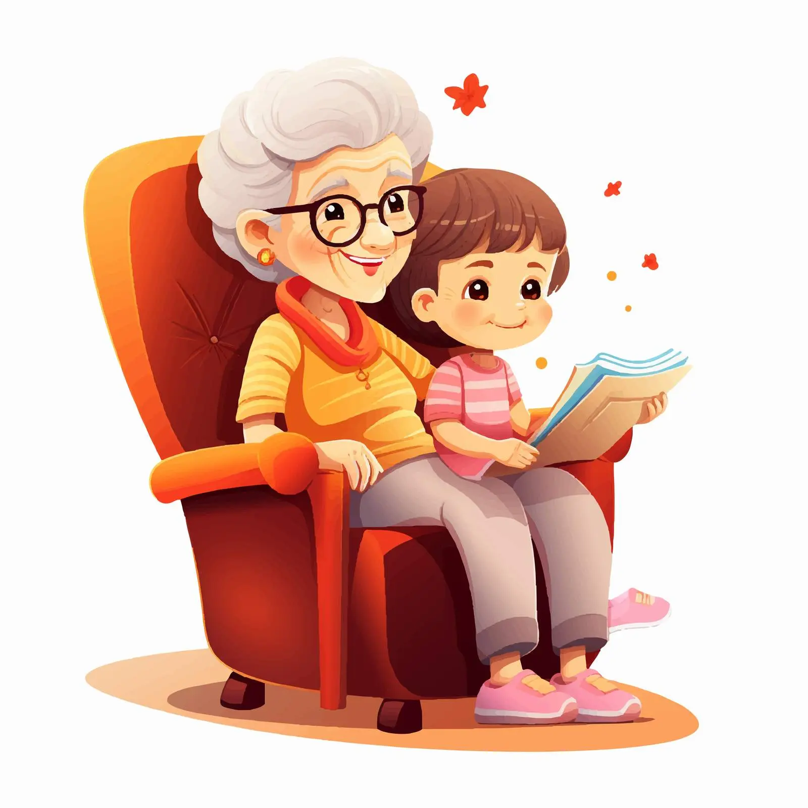 Cute Grandmother with Granddaughter Cartoon Vector – free grand image from Dotvec