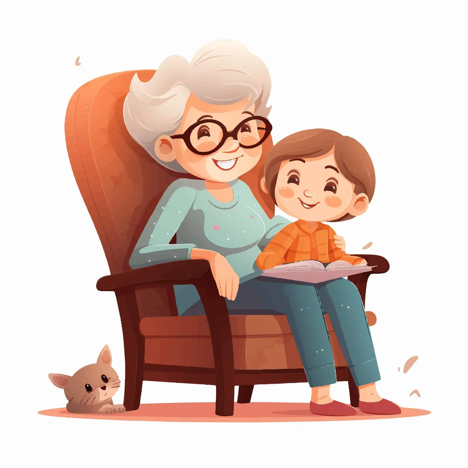 Adorable Cartoon of Grandmother and Granddaughter — free download from Dotvec
