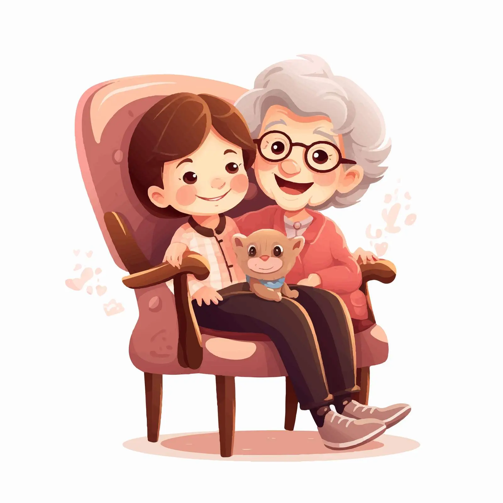 Cute Grandmother and Granddaughter Cartoon Vector – free grand image from Dotvec