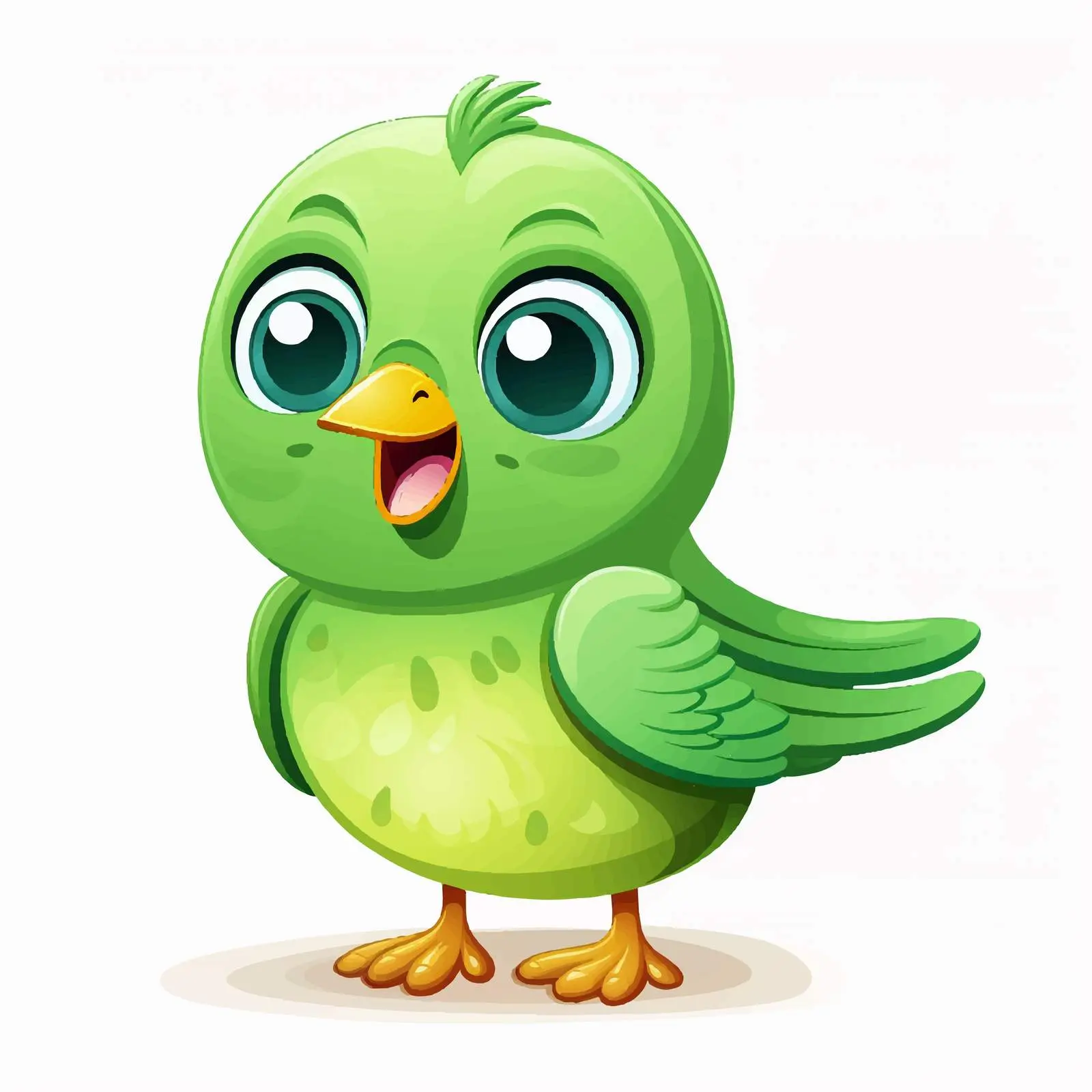 Cartoon Style Cute Green Bird Illustration — free download from Dotvec
