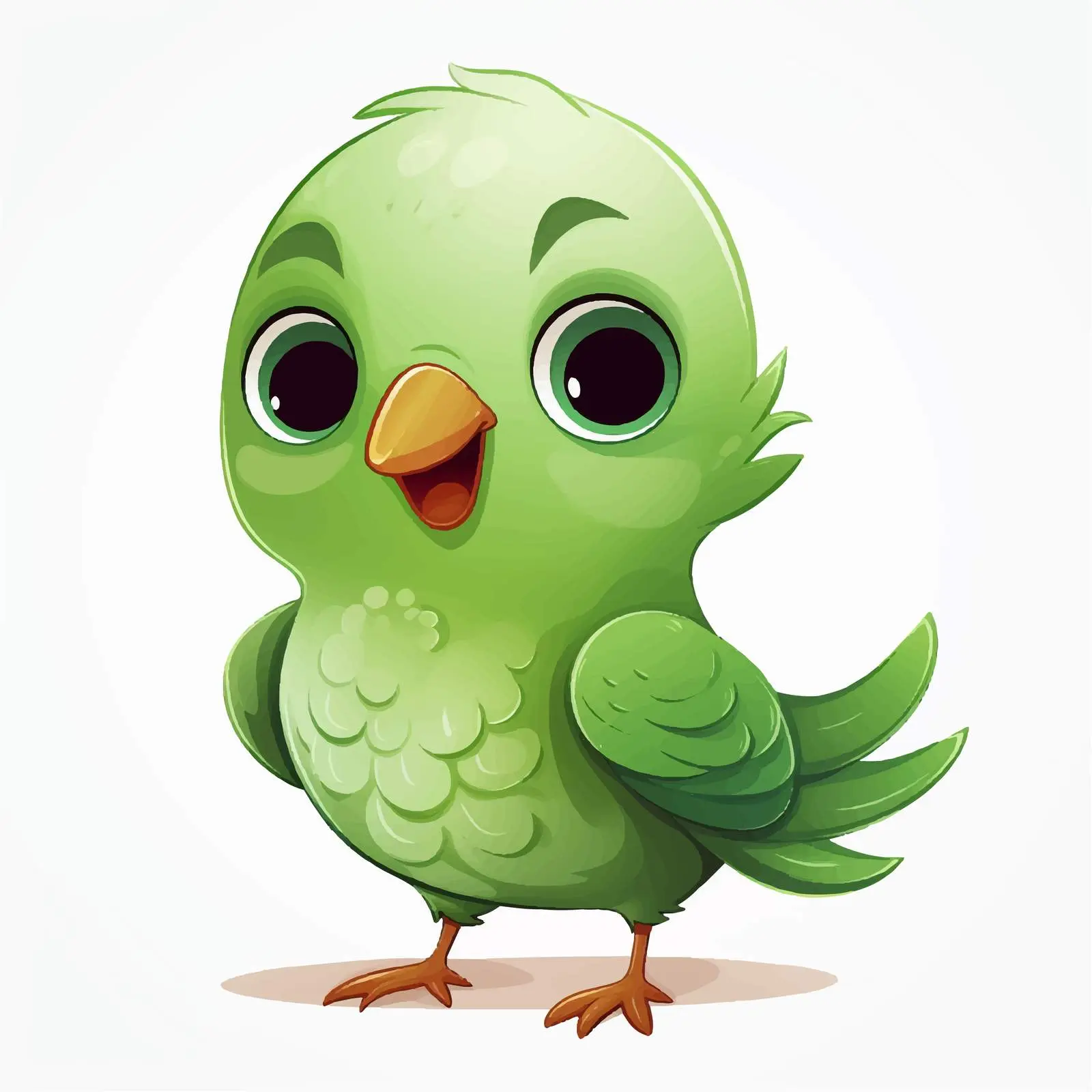 Cute Cartoon Green Bird Vector Illustration — free download from Dotvec