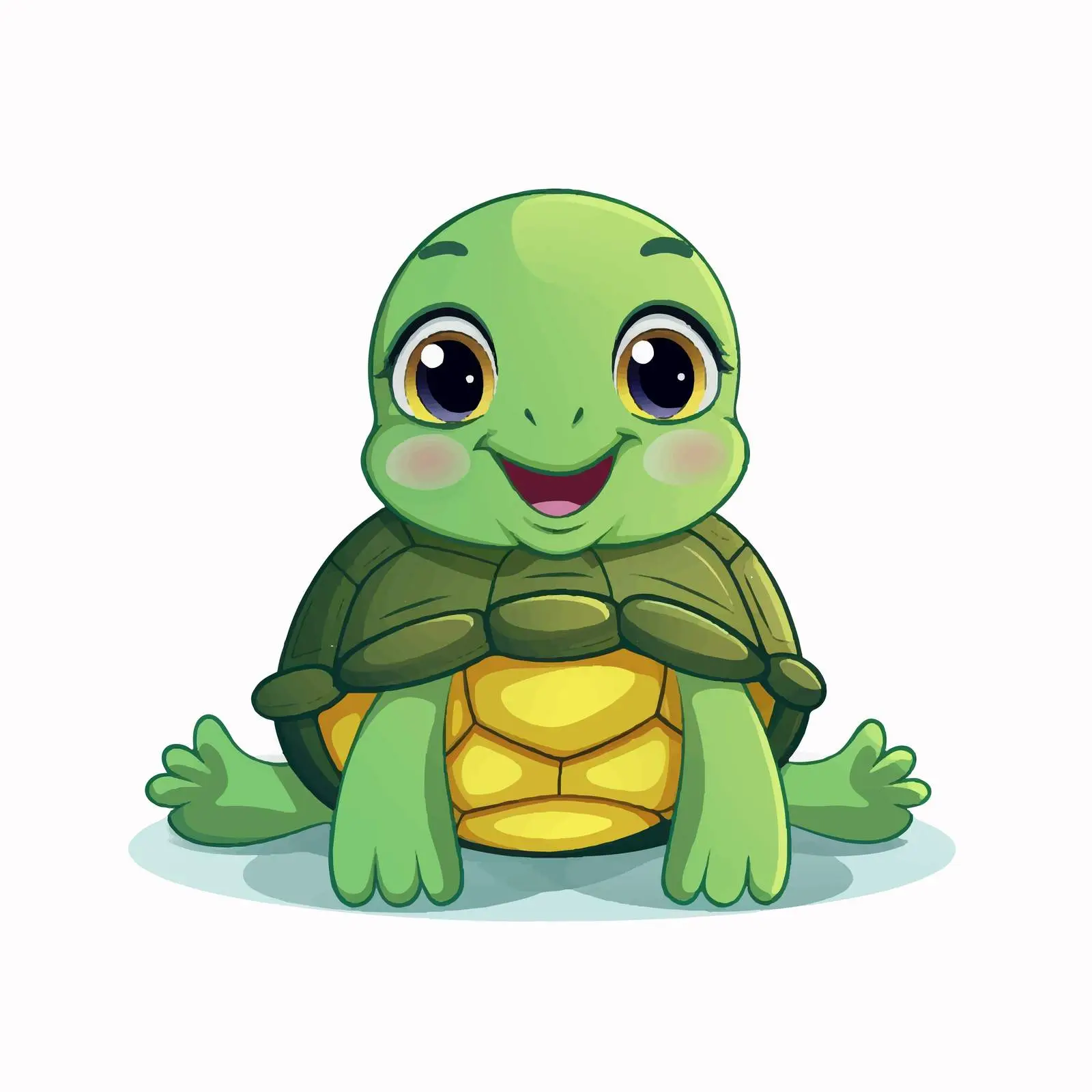 Cute Green Turtle Vector on White Background — free download from Dotvec