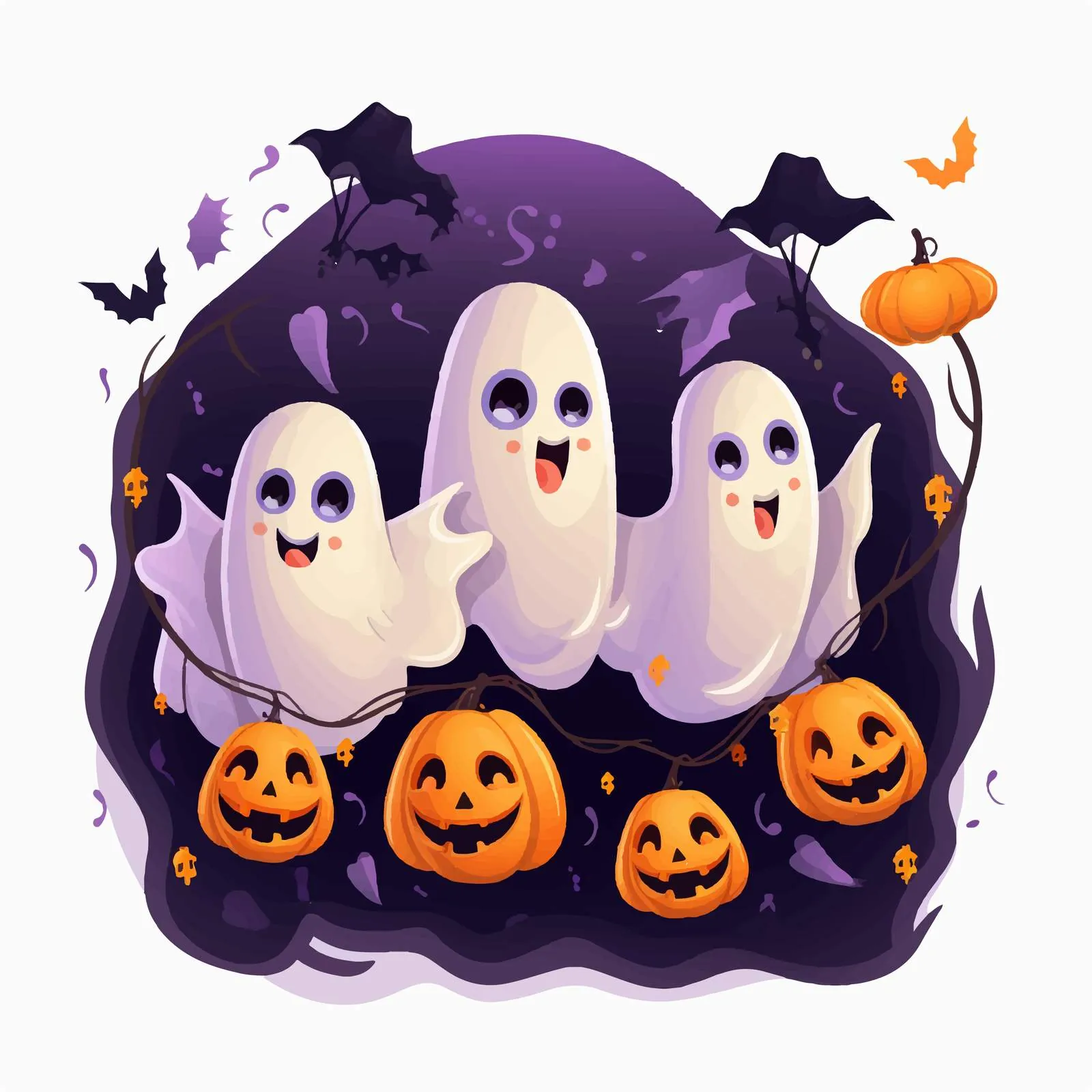 Cute Halloween Banner with Happy Ghosts — free download from Dotvec
