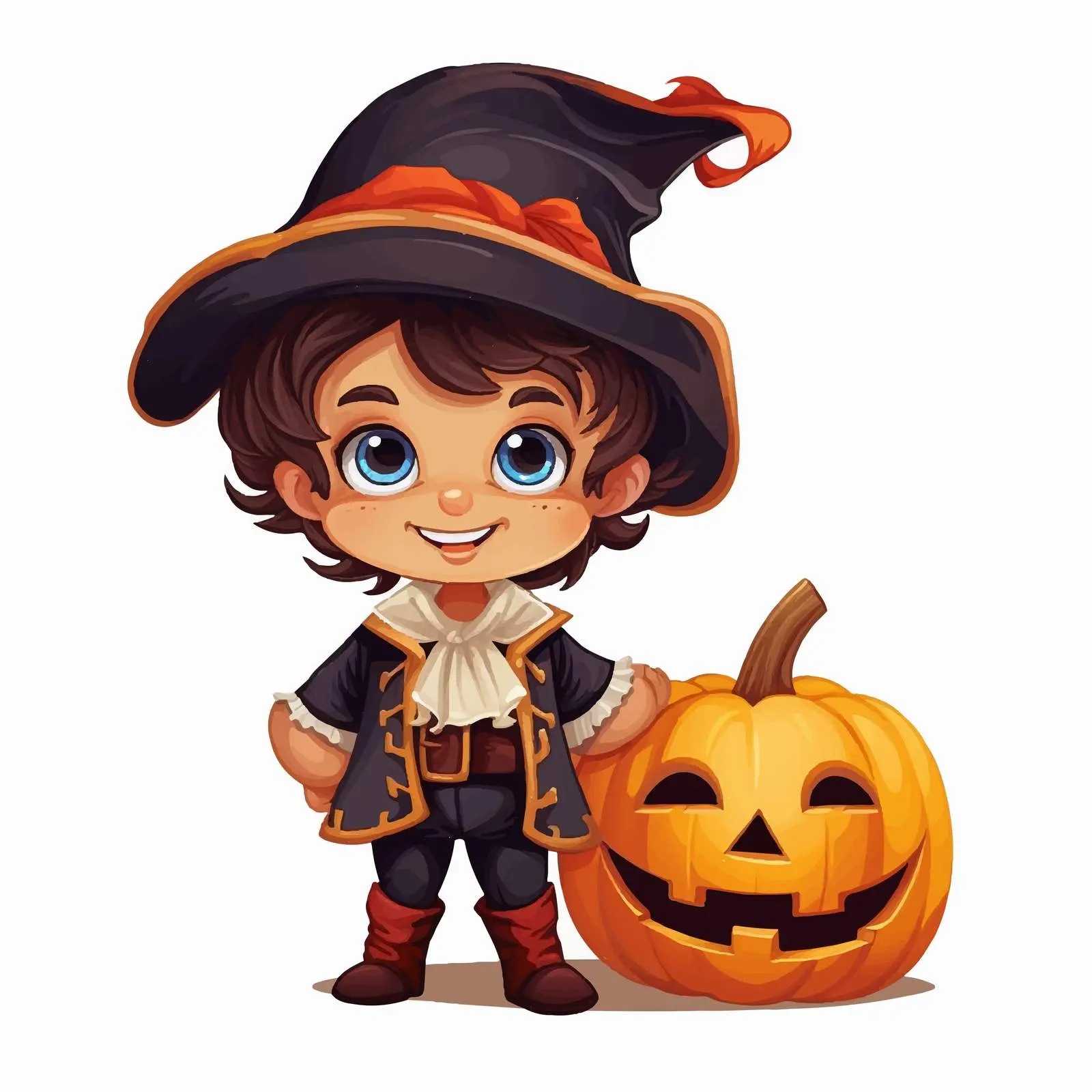 Cute Halloween Pirate with Pumpkin — free download from Dotvec