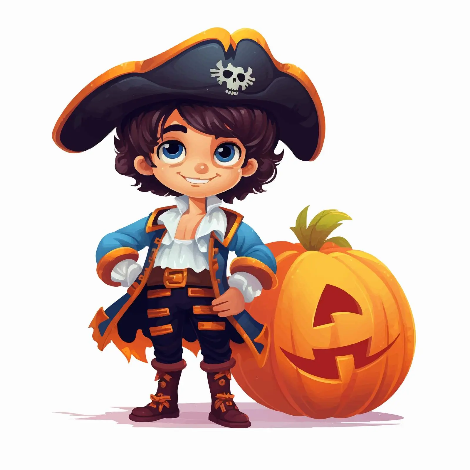 Happy Halloween Pirate with Pumpkin Illustration — free download from Dotvec