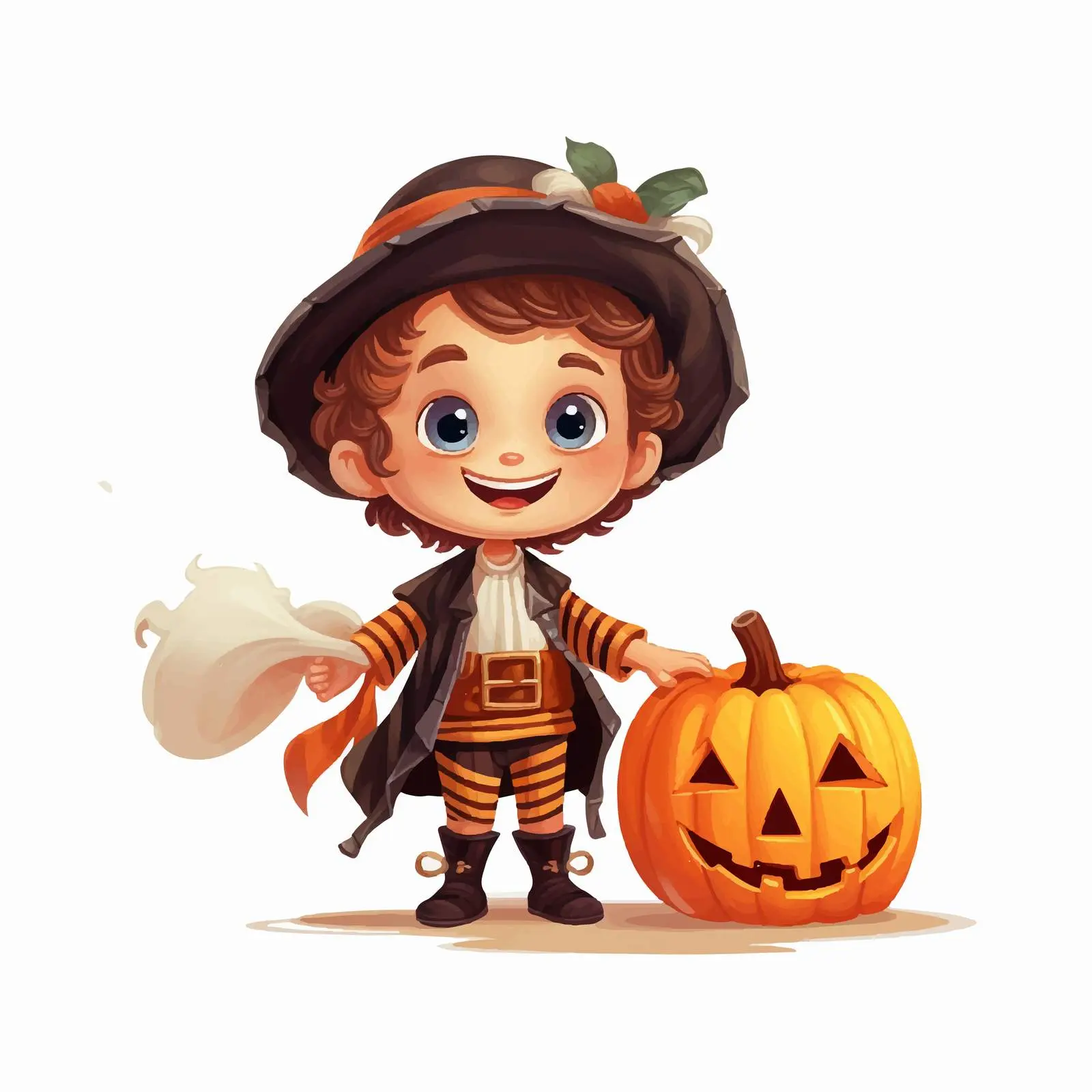 Cute Halloween Pirate with October Pumpkin — free download from Dotvec