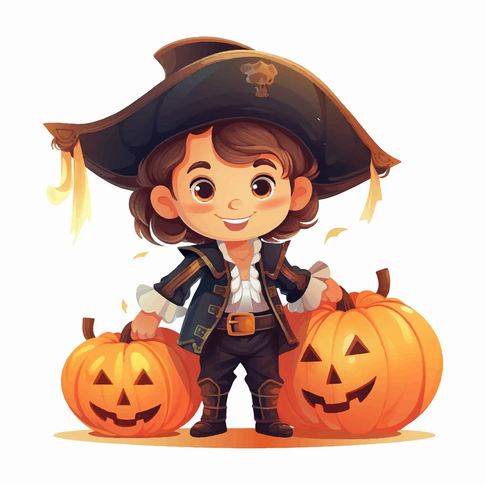 Happy Boy Pirate with Halloween Pumpkin — free download from Dotvec