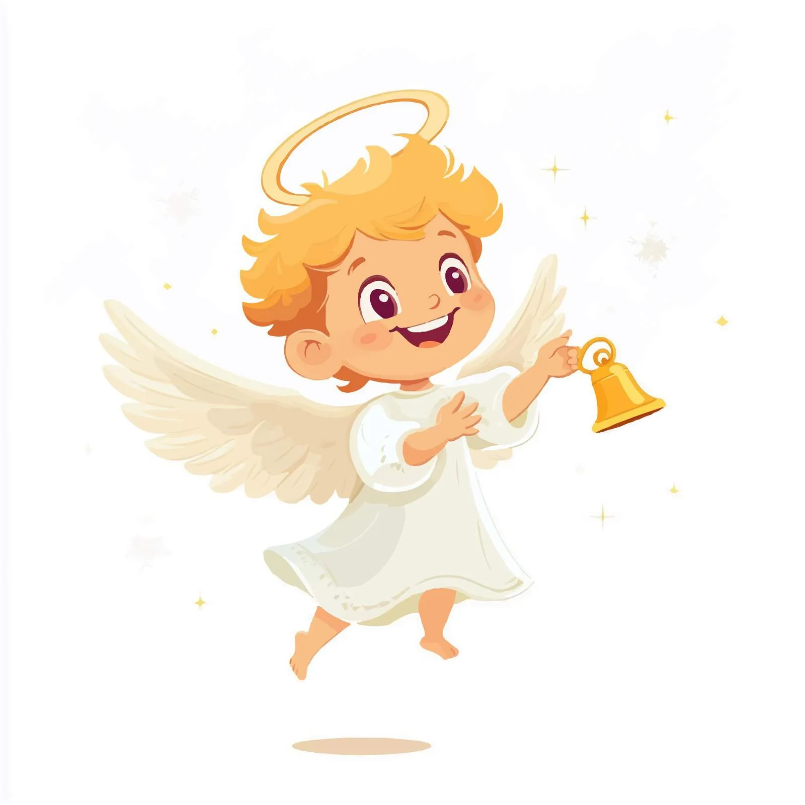 Cute Happy Angel Flying with Bell — free download from Dotvec