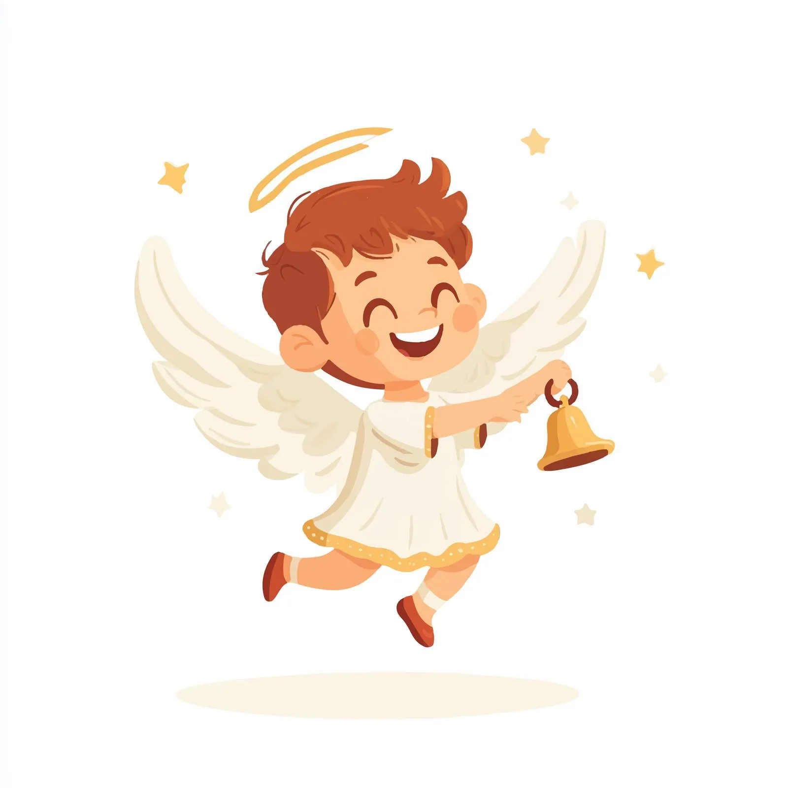 Cute Happy Angel Flying with Bell — free download from Dotvec