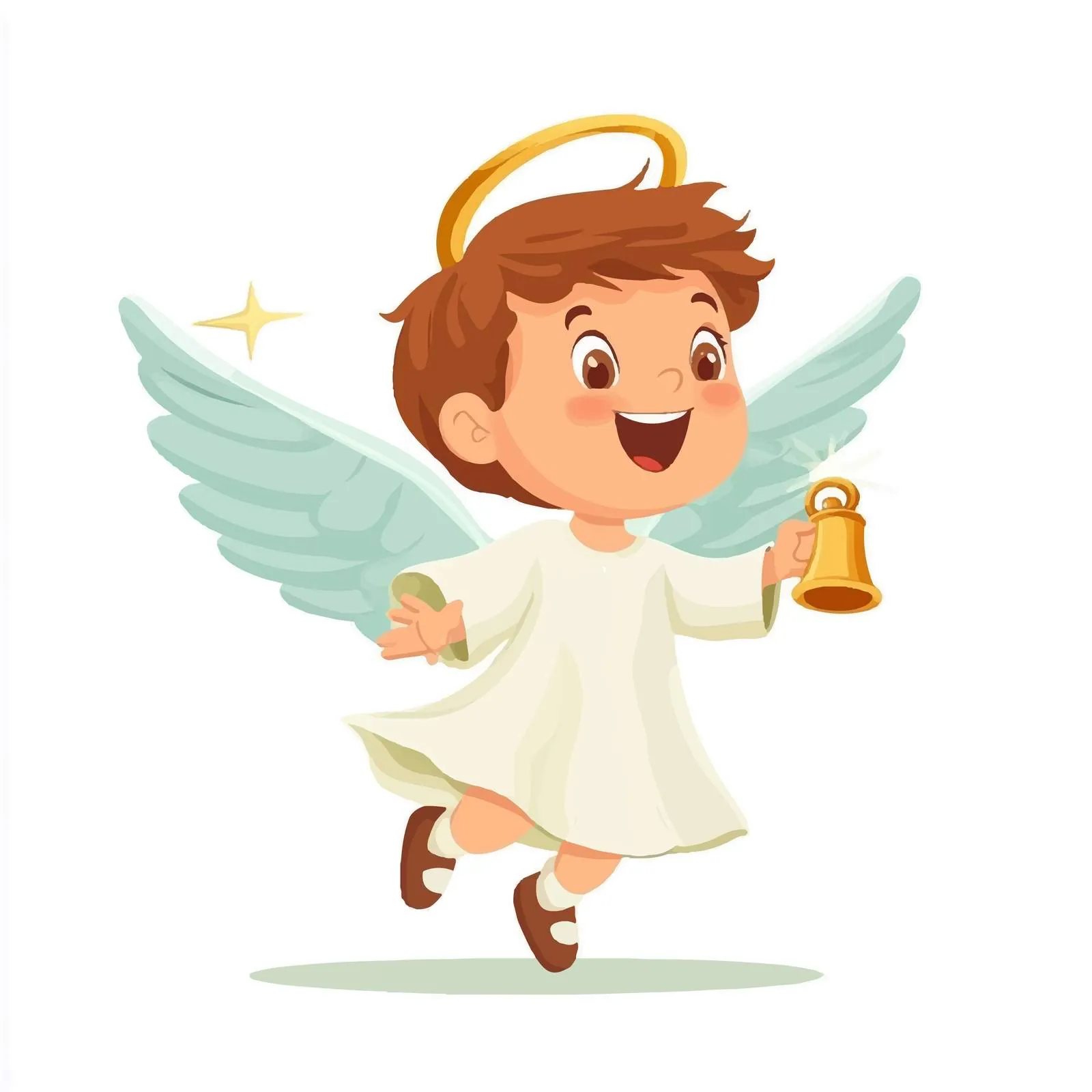 Cute Happy Angel with Bell and Boy Vector — free download from Dotvec