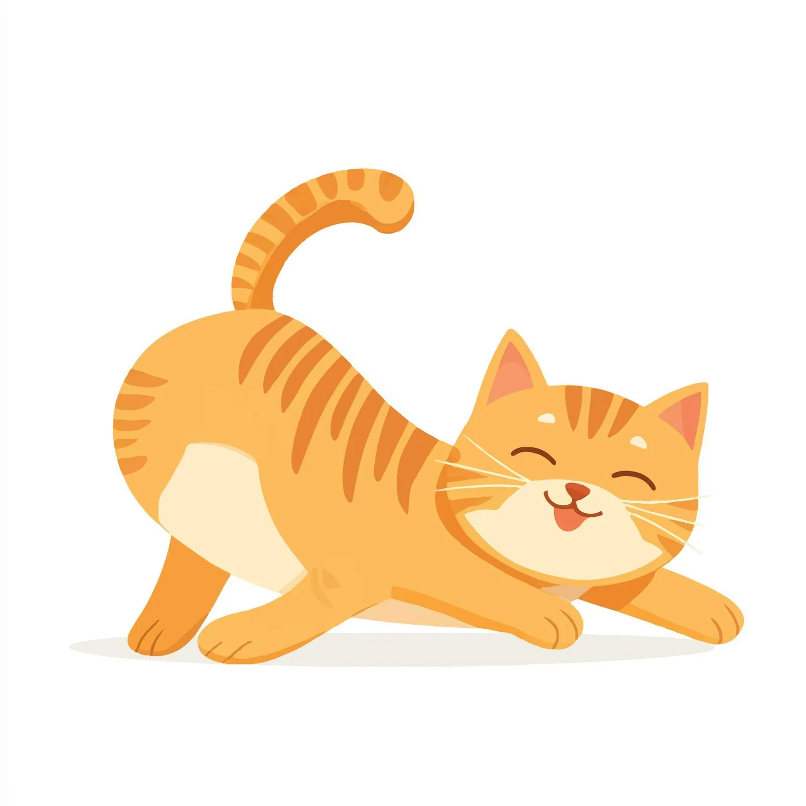 Happy Cat Stretching with Tail Up Vector — free download from Dotvec