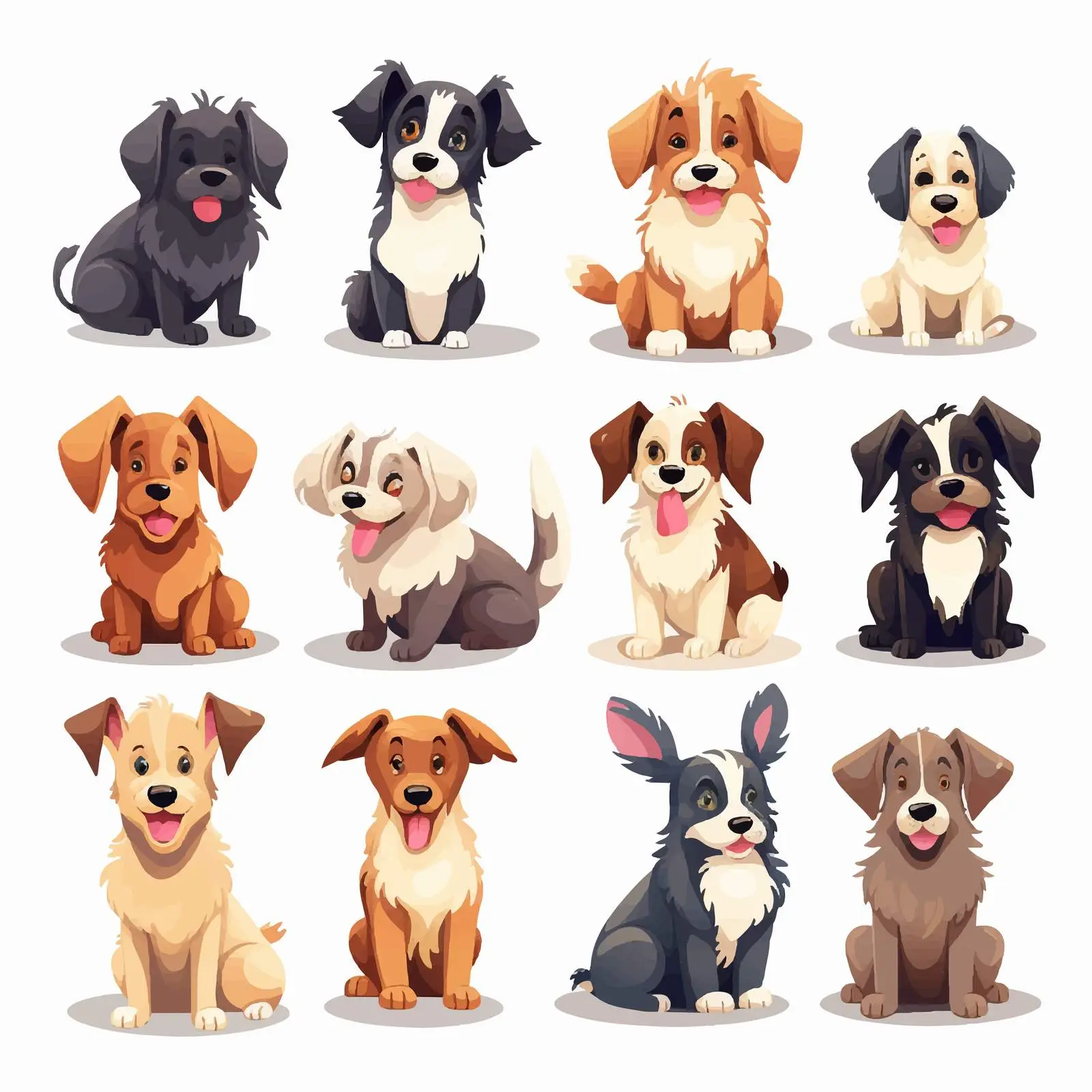 Cute Happy Dogs and Puppies of Various Breeds — free download from Dotvec