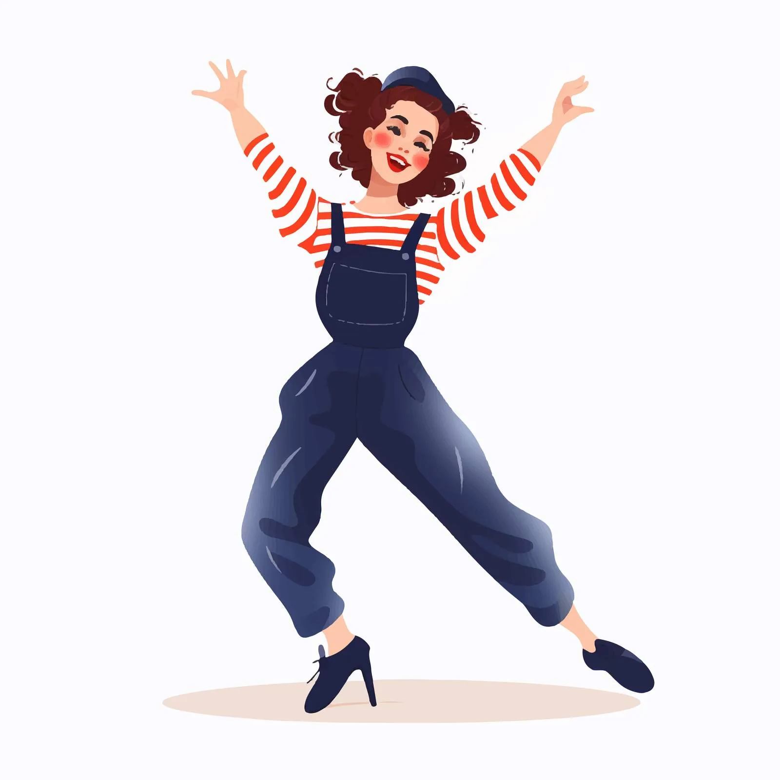Happy Girl Mime Entertaining in Overalls — free download from Dotvec