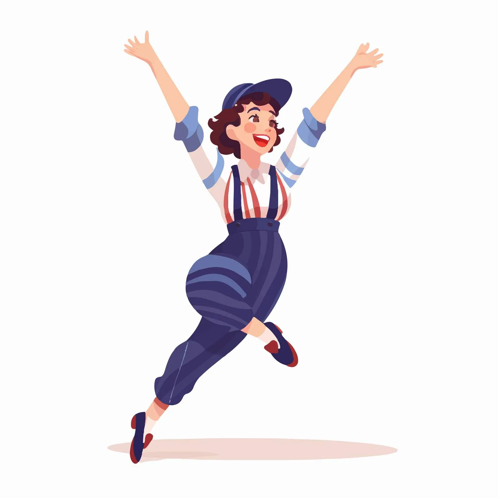 Playful Female Mime Entertaining in Overalls — free download from Dotvec