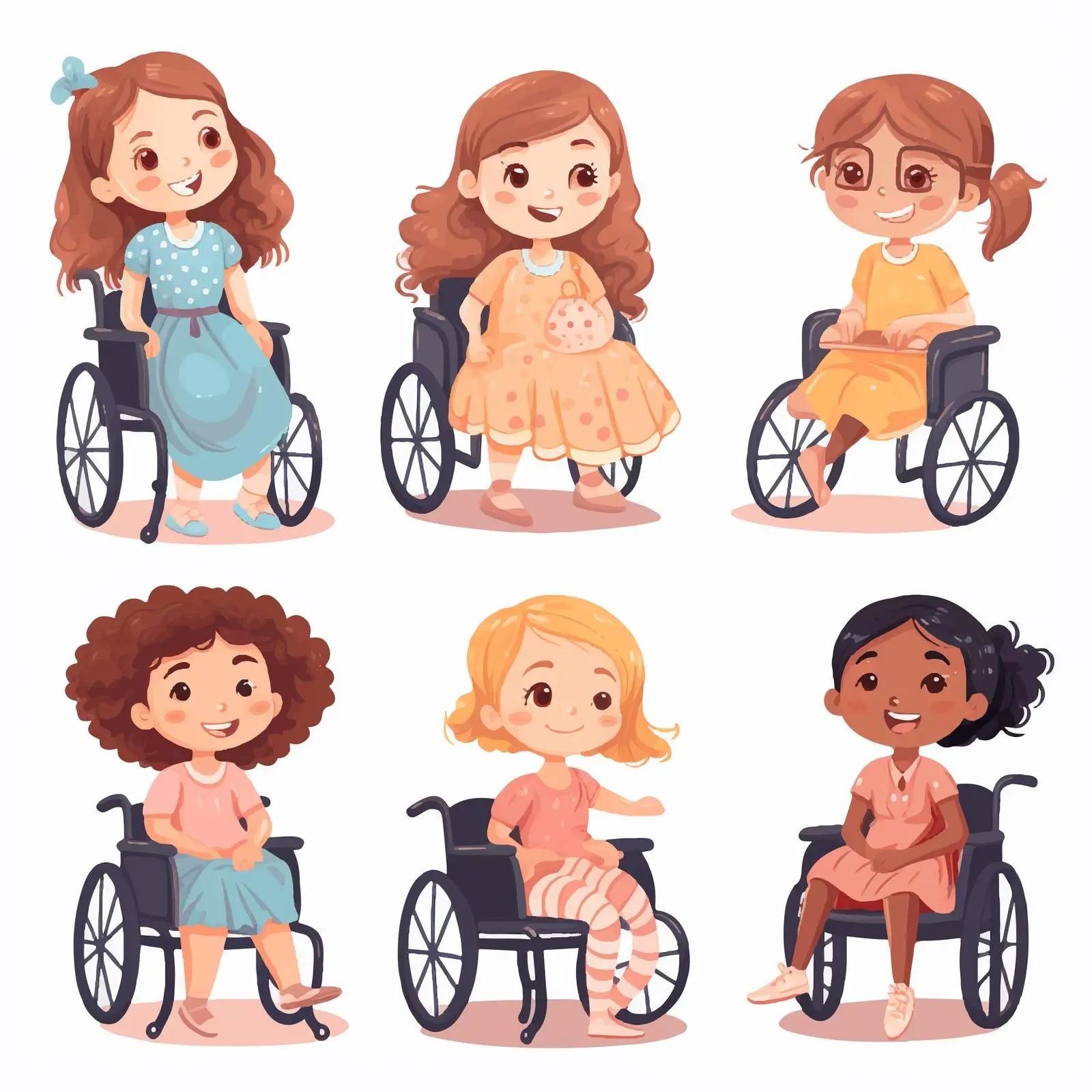 Smiling Happy Girls Friends Portrait Vectors — free download from Dotvec