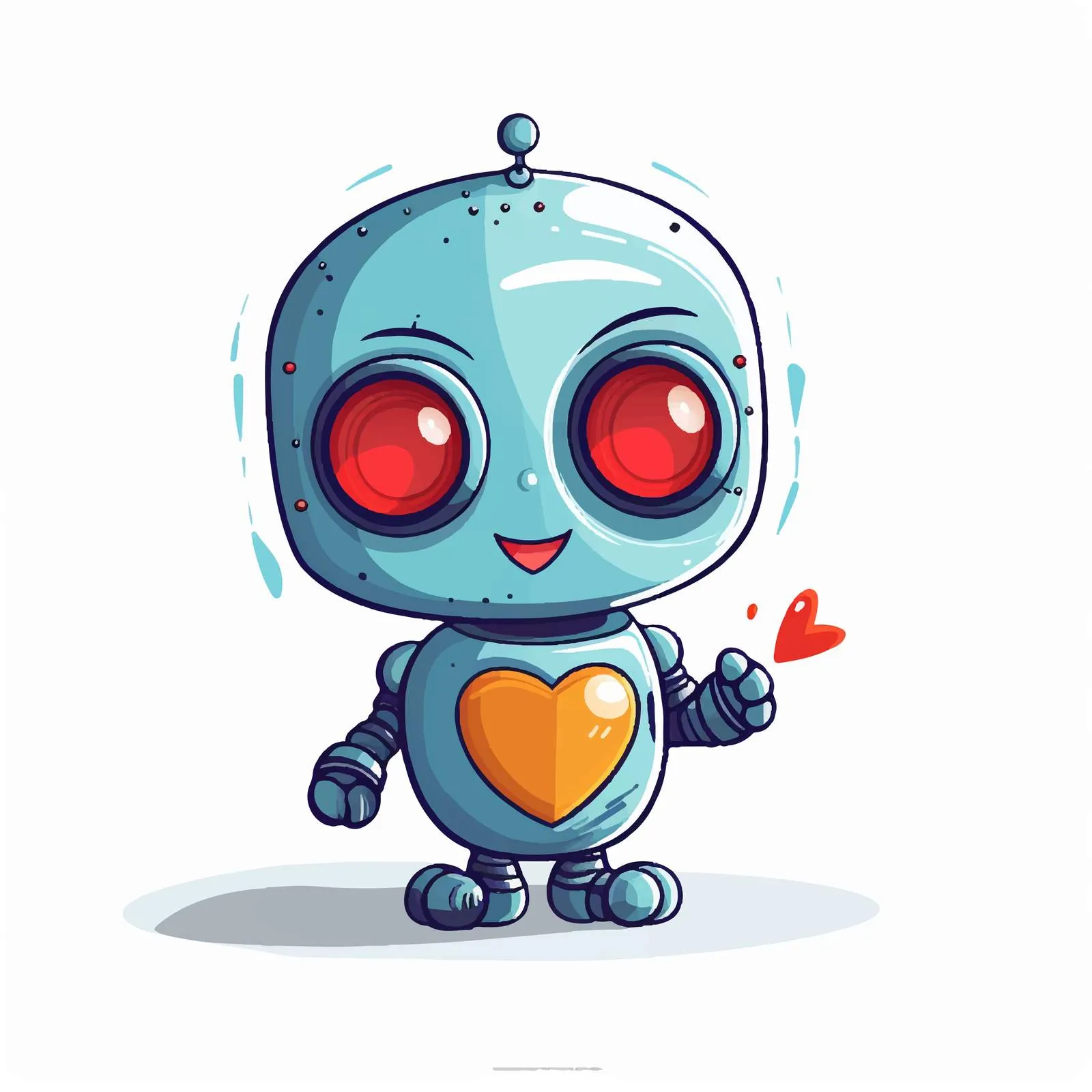 Adorable Happy Robot Character with Heart — free download from Dotvec