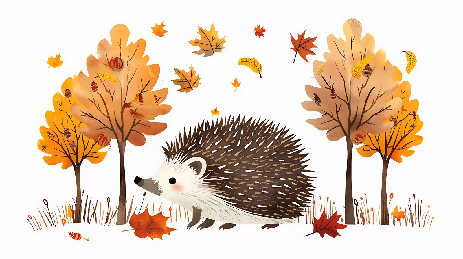 Adorable hedgehog in autumn forest setting — free download from Dotvec