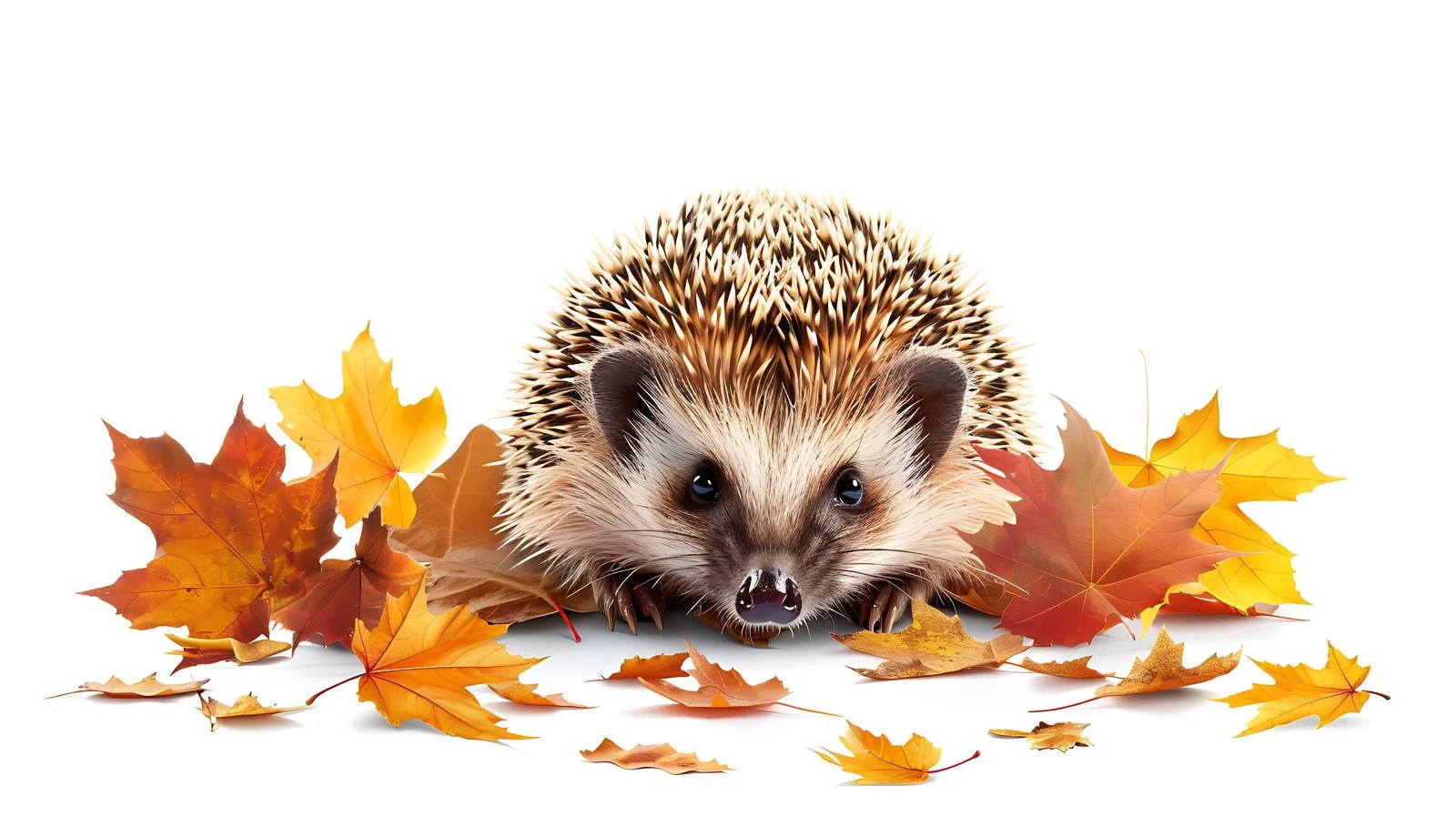 Adorable Hedgehog in Autumn Woods on White Background — free download from Dotvec
