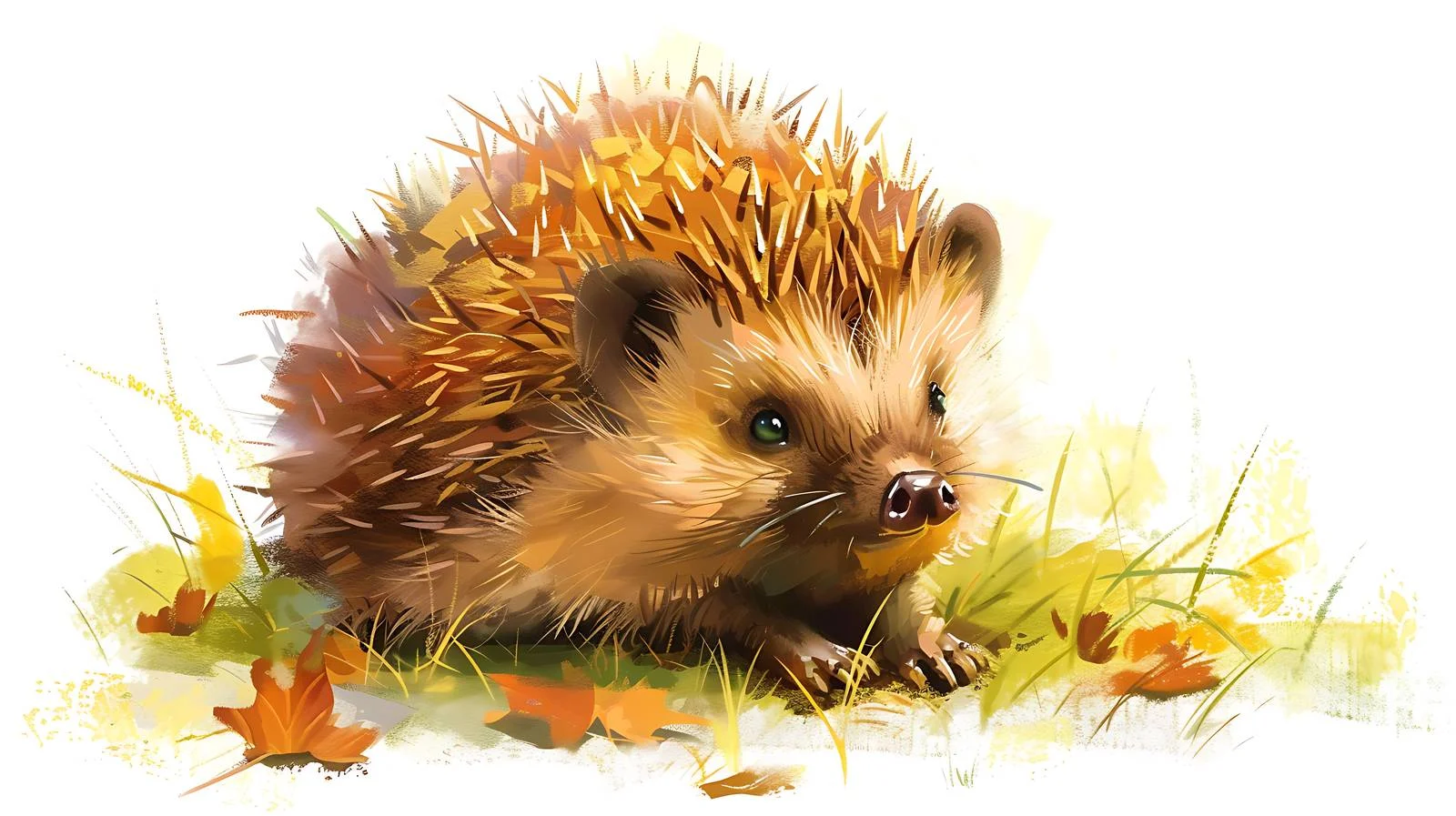 Adorable hedgehog in woodland setting on white — free download from Dotvec
