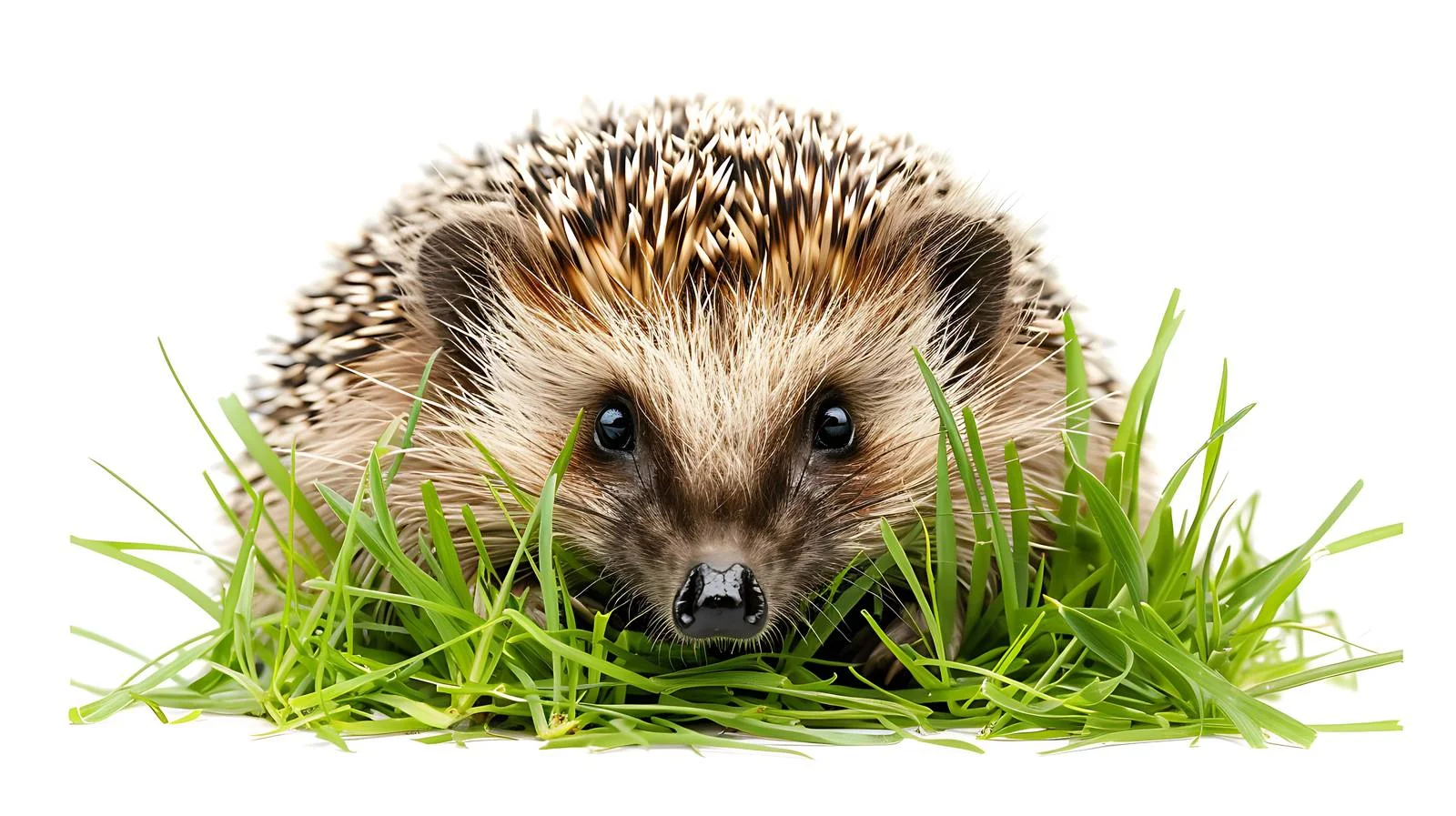 Adorable Hedgehog in Grass on White — free download from Dotvec