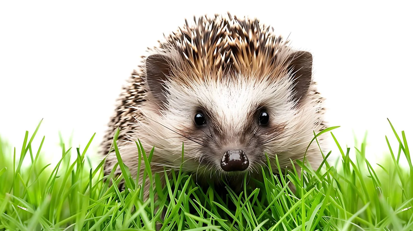 Adorable hedgehog in lush grass on white — free download from Dotvec