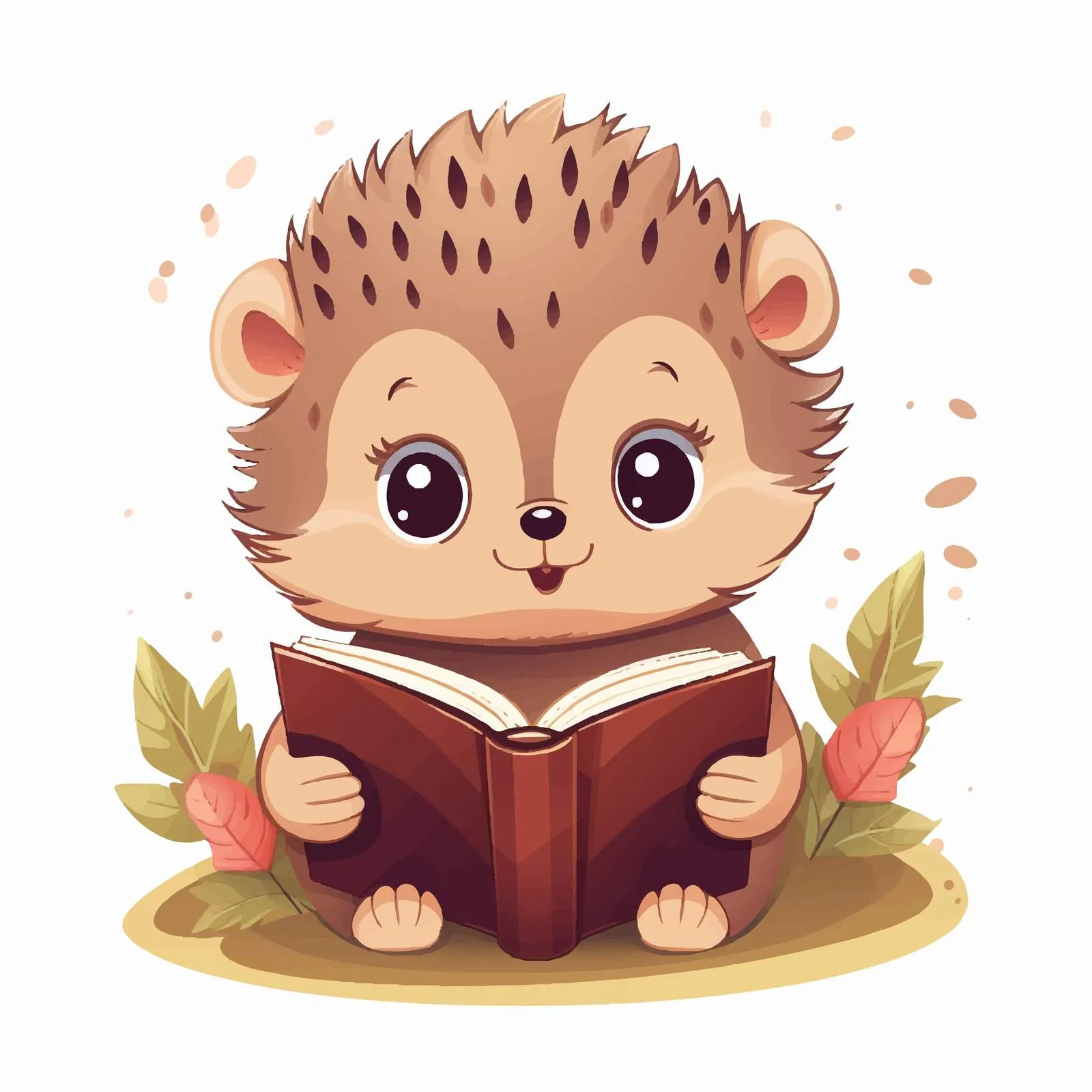 Happy Hedgehog Reading a Book Illustration — free download from Dotvec