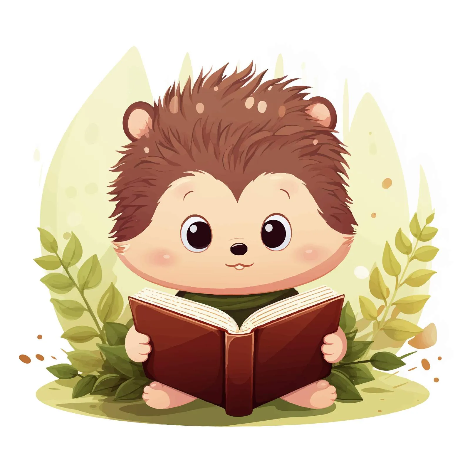 Cute Hedgehog Reading a Book — free download from Dotvec