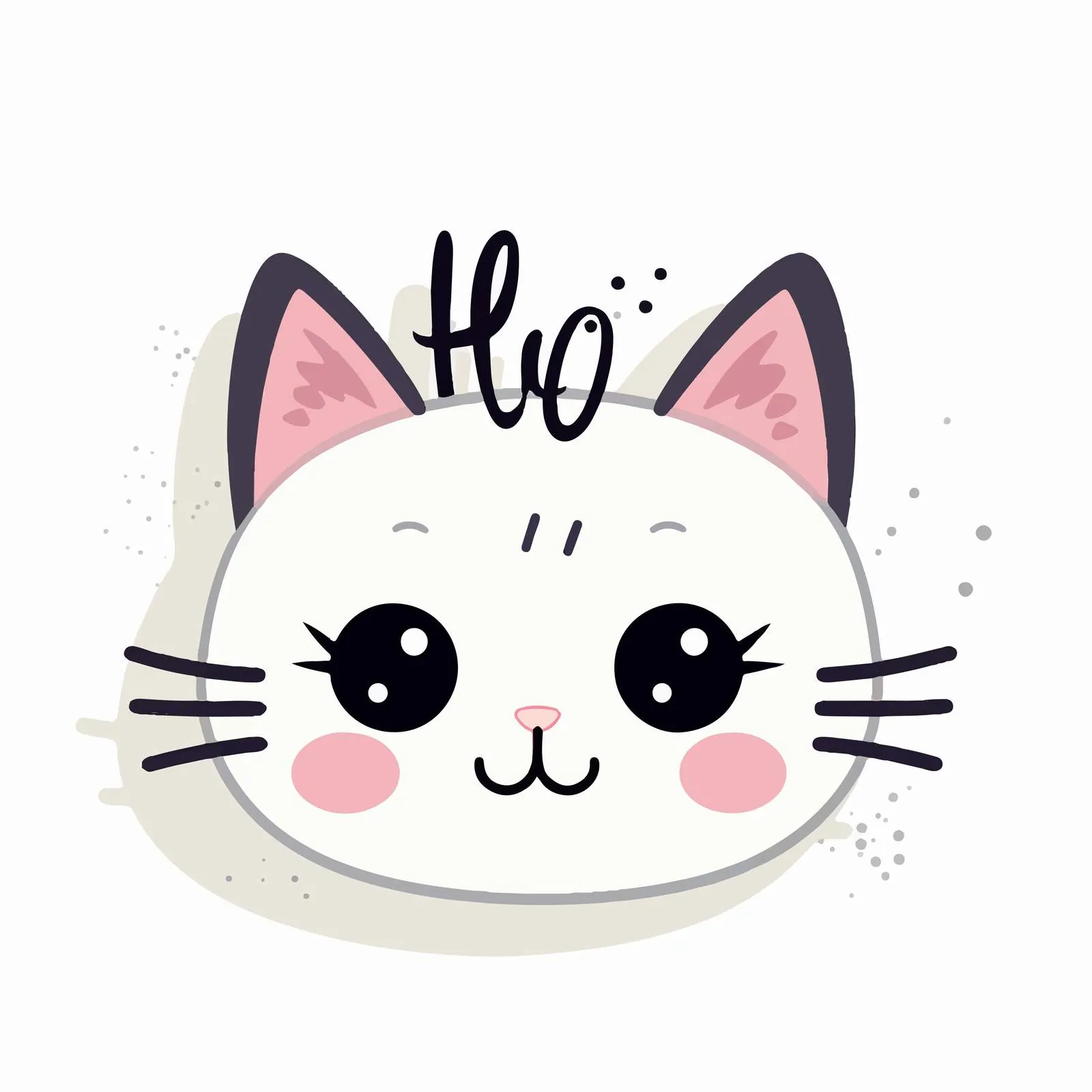 Kawaii Funny Kitty Greeting Card Design – free funny card image from Dotvec