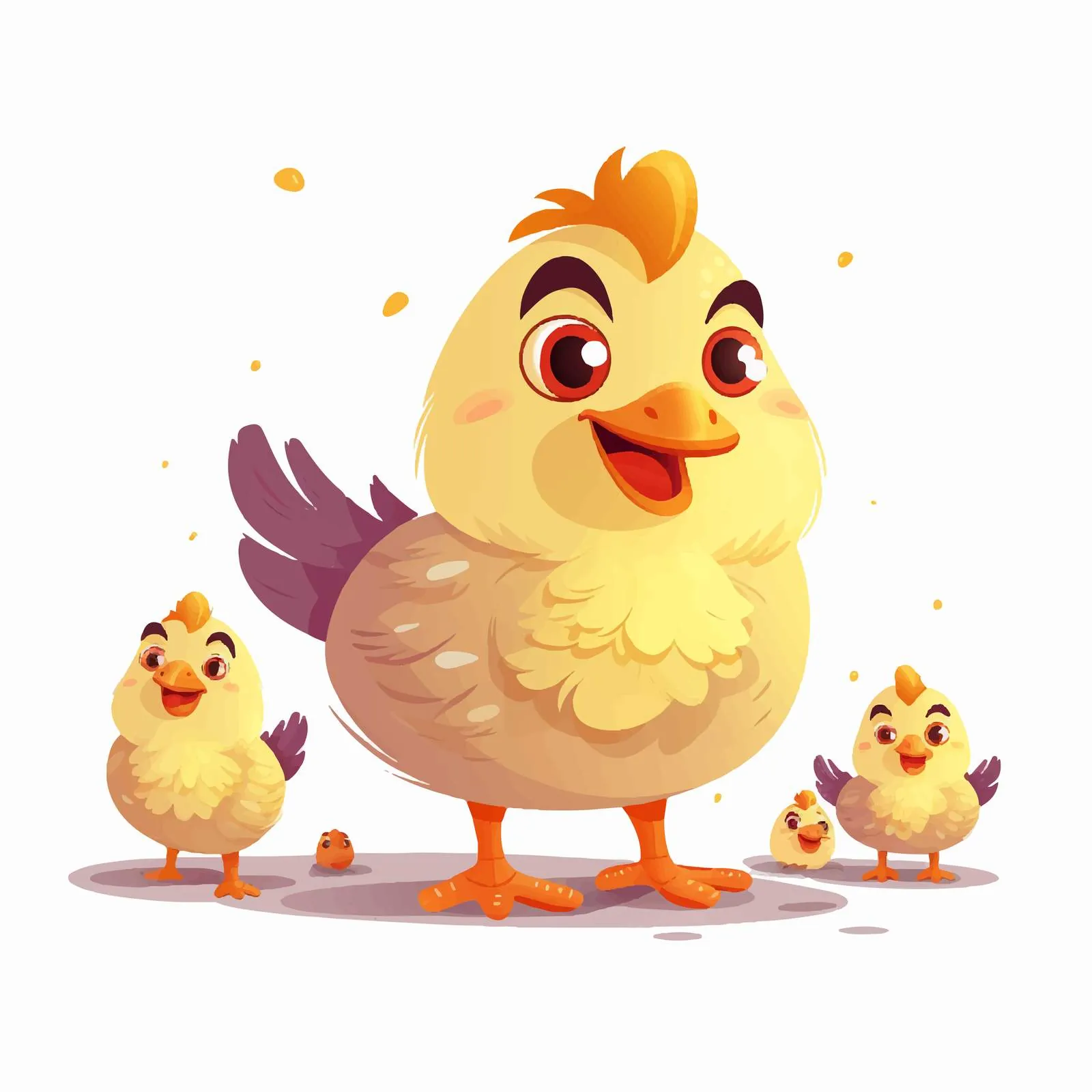 Cute Hen Walking with Yellow Chicken – free humorous chicken image from Dotvec
