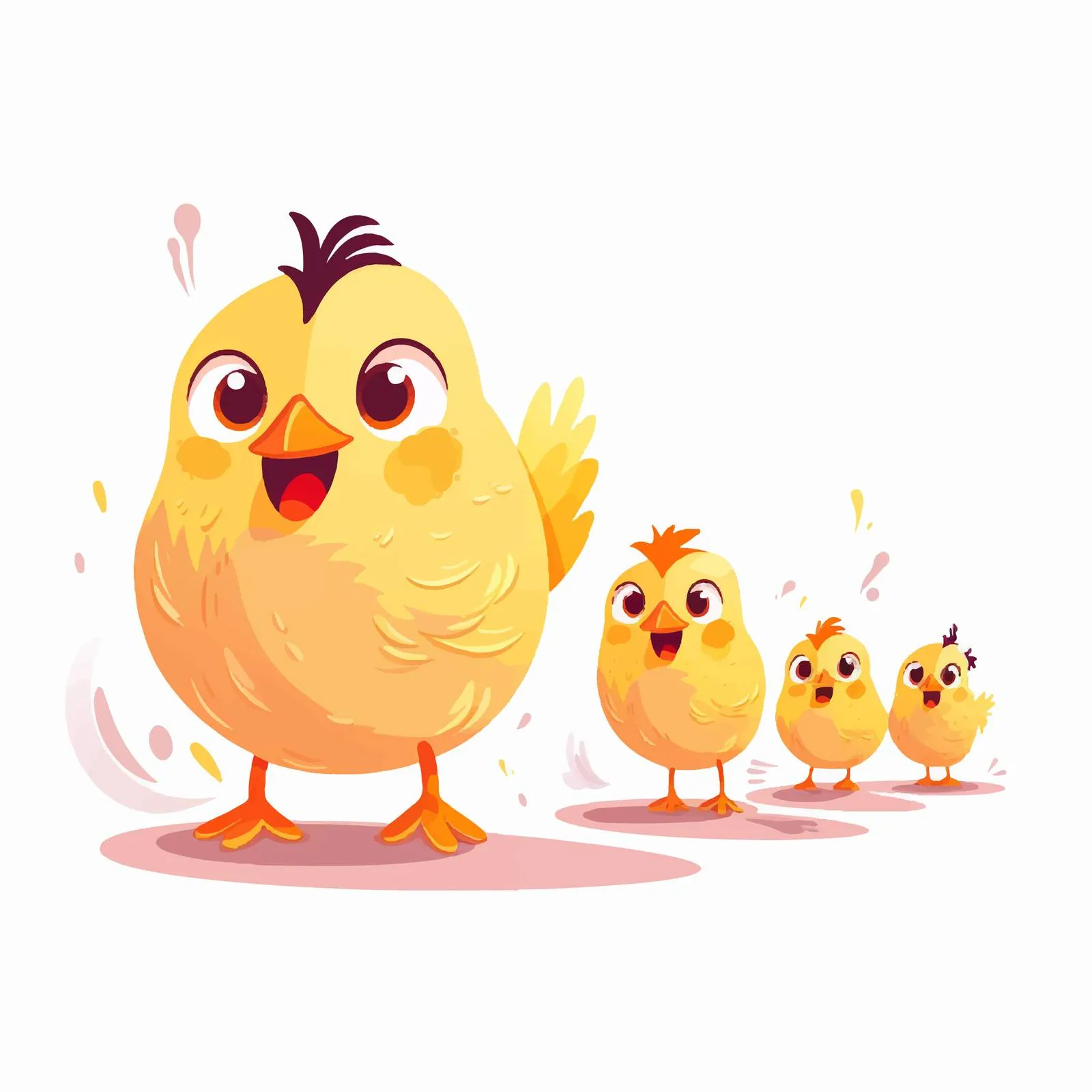 Cute Hen Walking with Yellow Chickens — free download from Dotvec