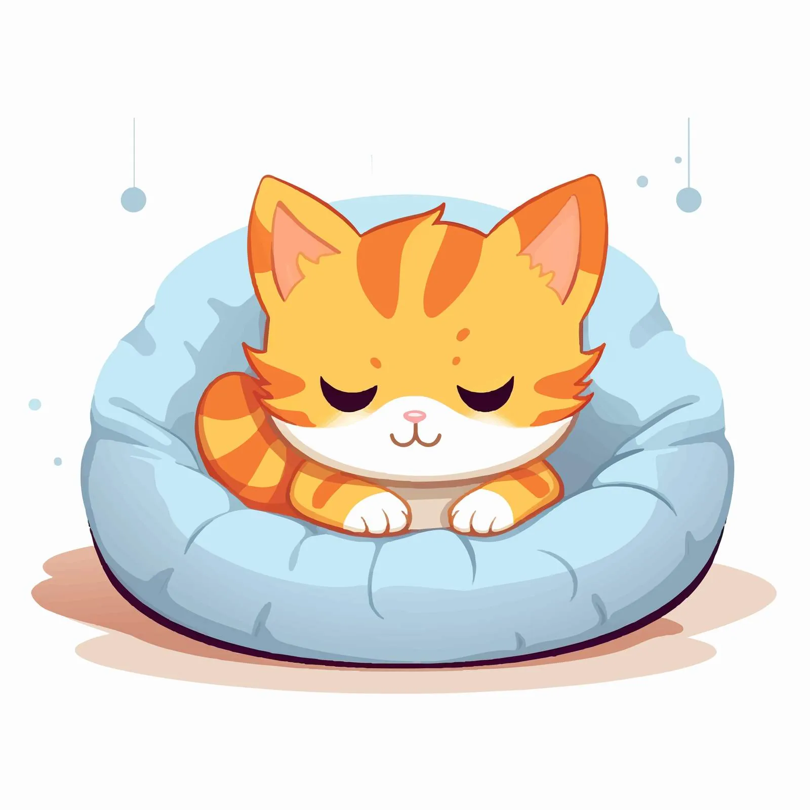 Happy Kitten Relaxing in Cozy Cat Bed — free download from Dotvec