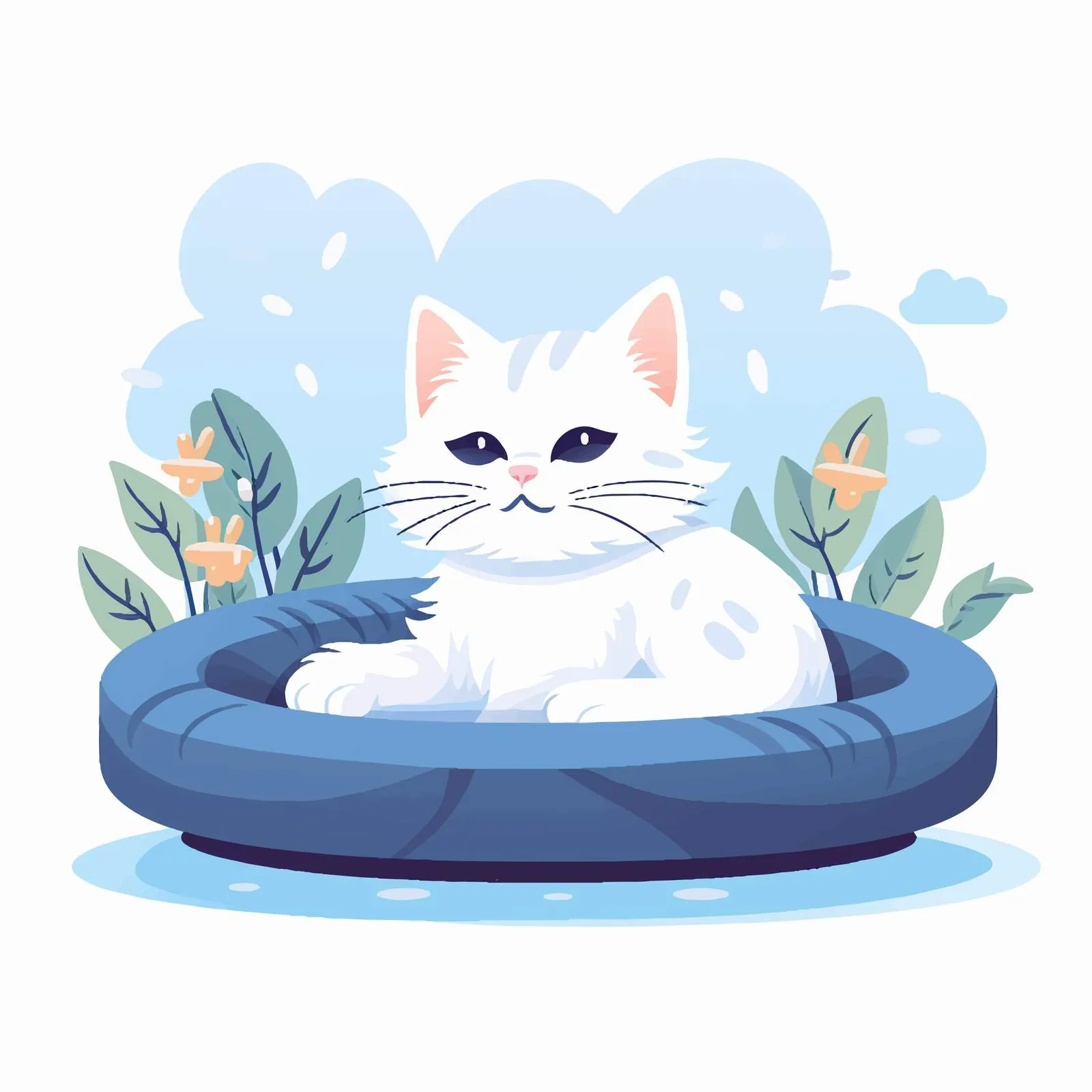 Adorable Kitten Relaxing in Cozy Cat Bed — free download from Dotvec