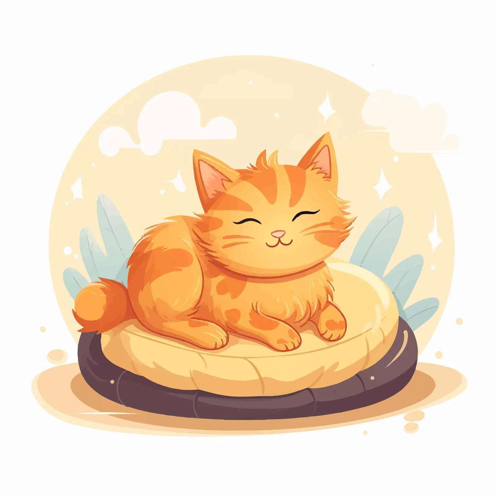 Adorable Kitten Relaxing in Soft Cat Bed — free download from Dotvec