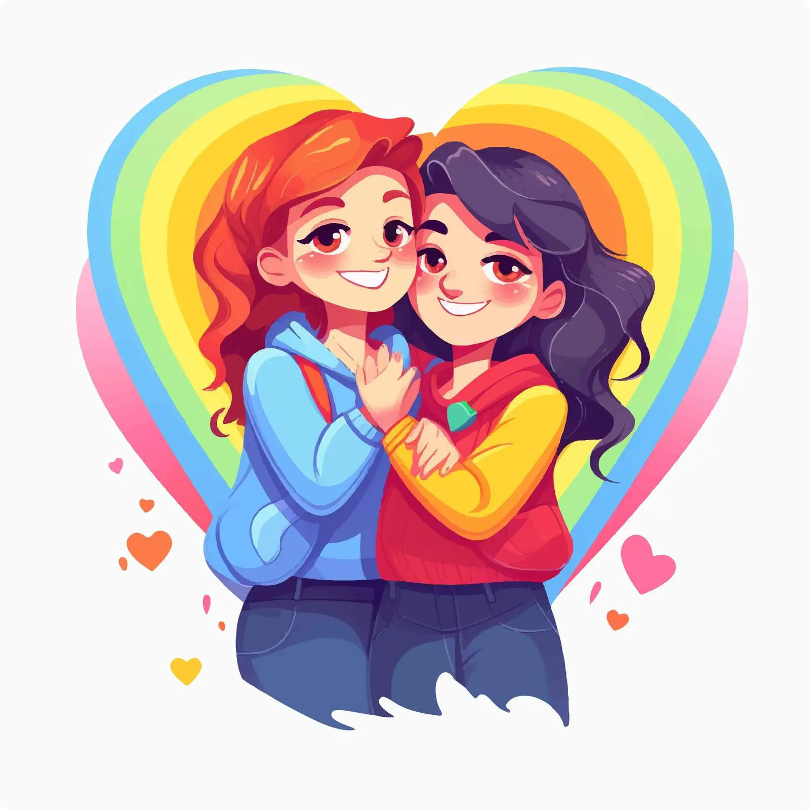 Cute Homosexual Couple Hugging with Heart Shape — free download from Dotvec