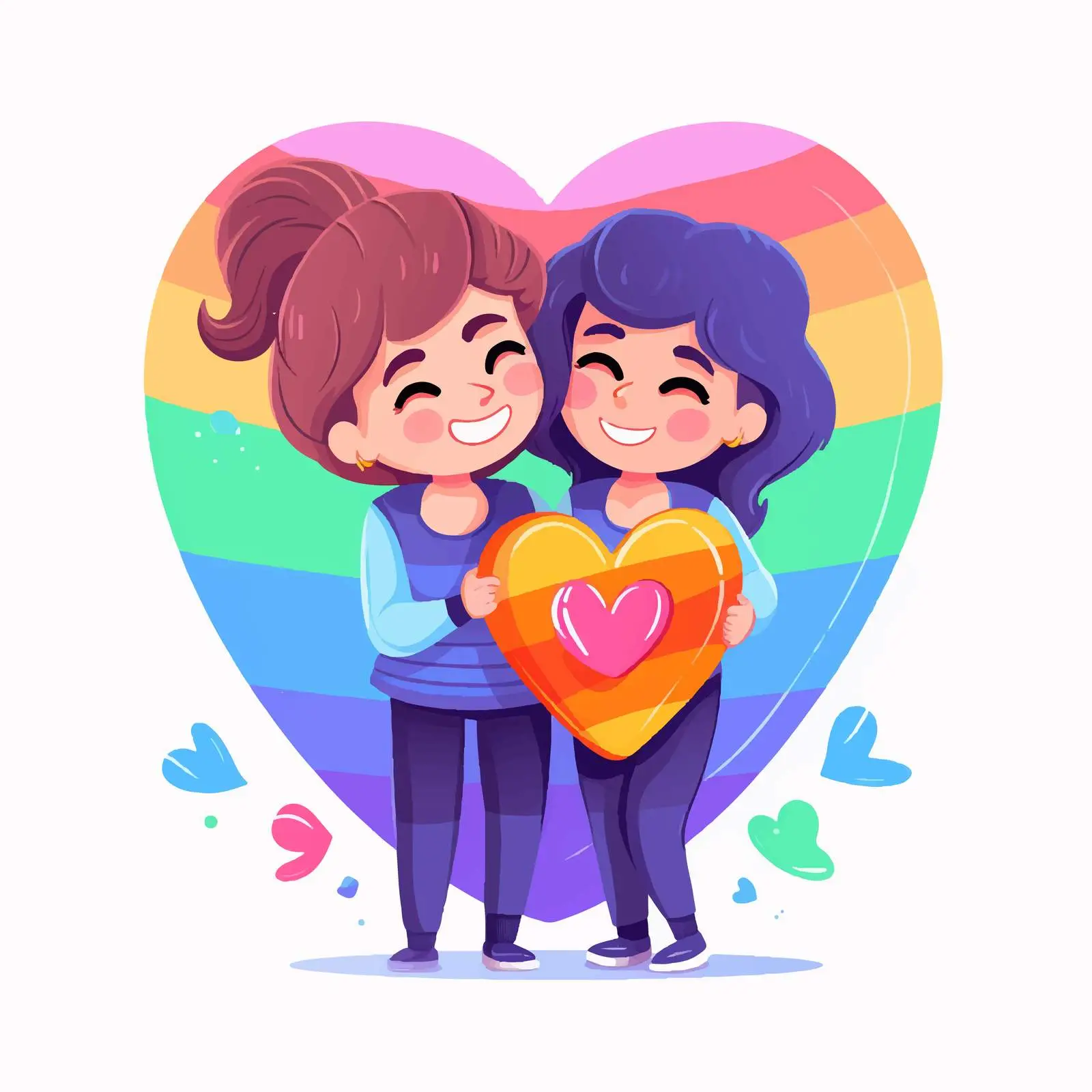 Loving Couple Heart Gesture Illustration – free gay couple image from Dotvec
