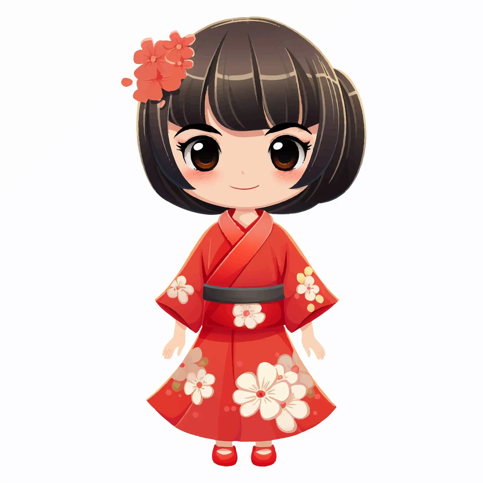Cute Japanese Girl Cartoon Vector Illustration — free download from Dotvec